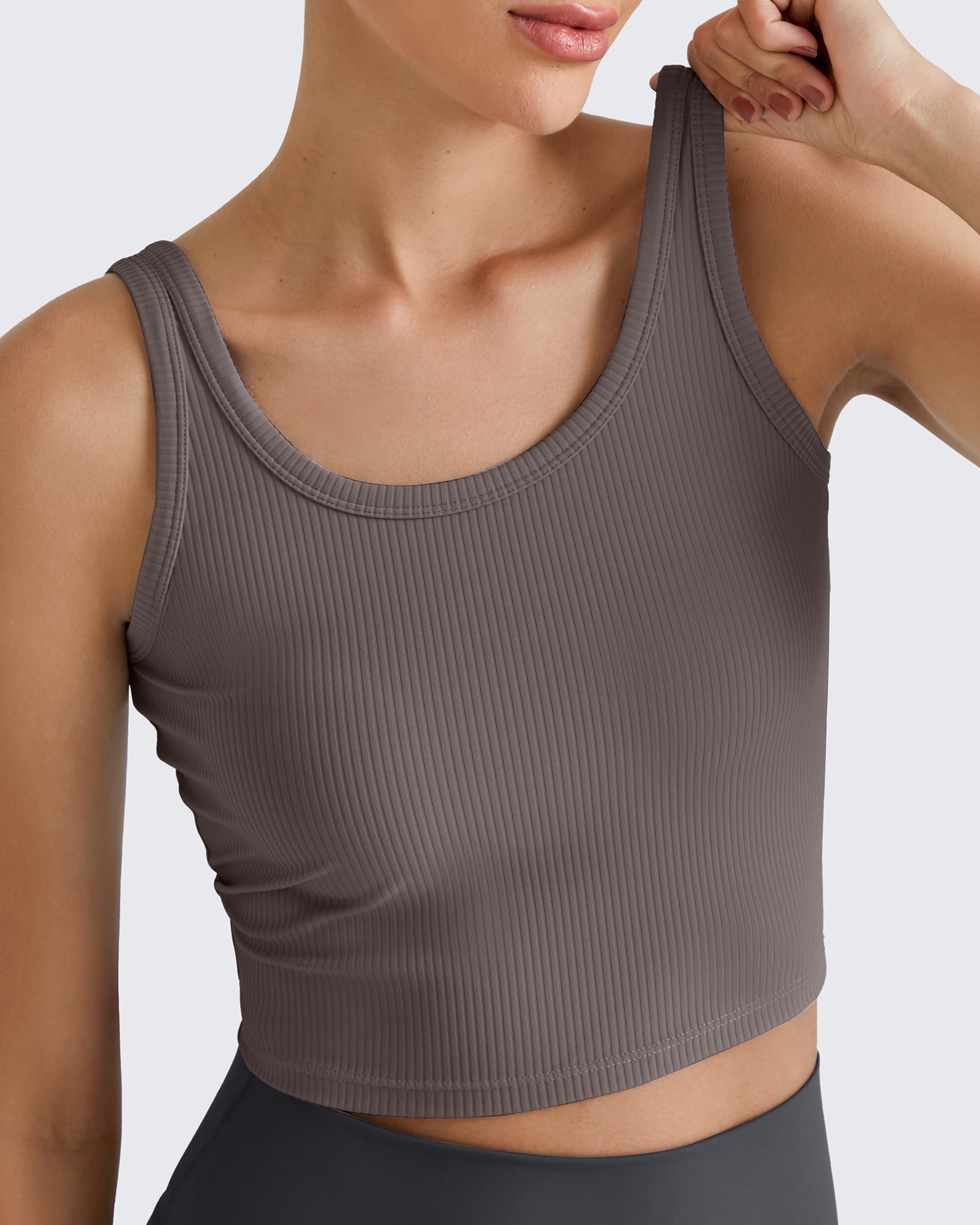 G4Free - Ribbed Slim Workout Tank Crop Tops -GF25L339AA-S