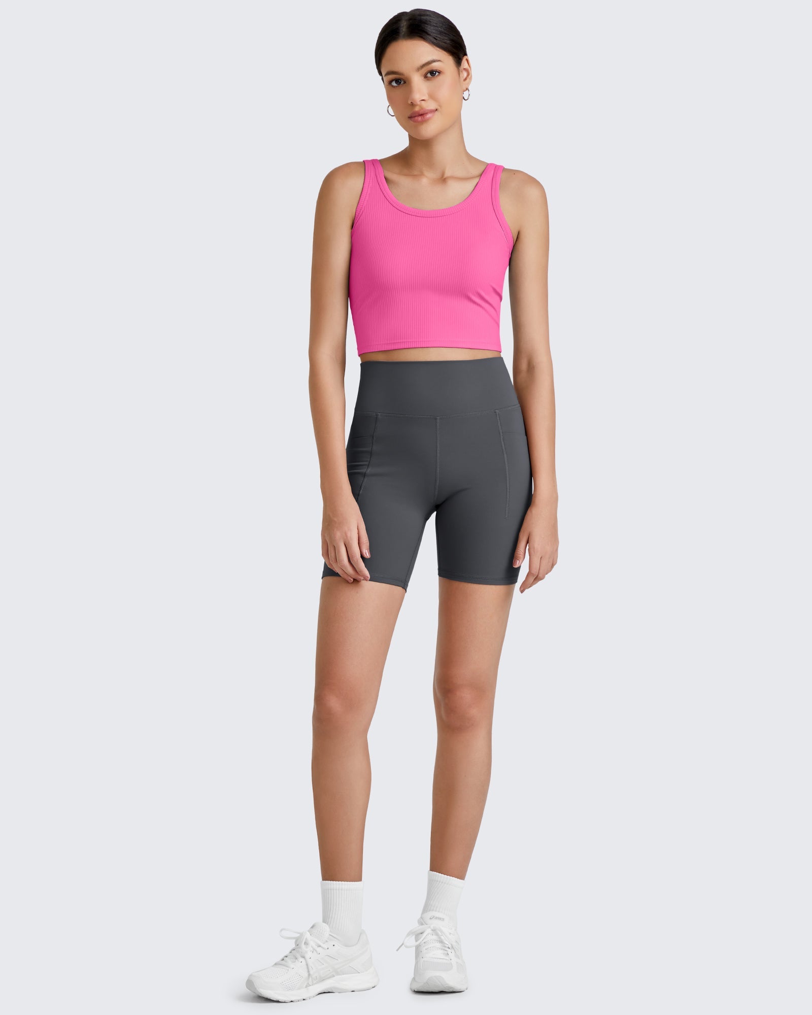 G4Free - Ribbed Slim Workout Tank Crop Tops -GF25L339AA-S