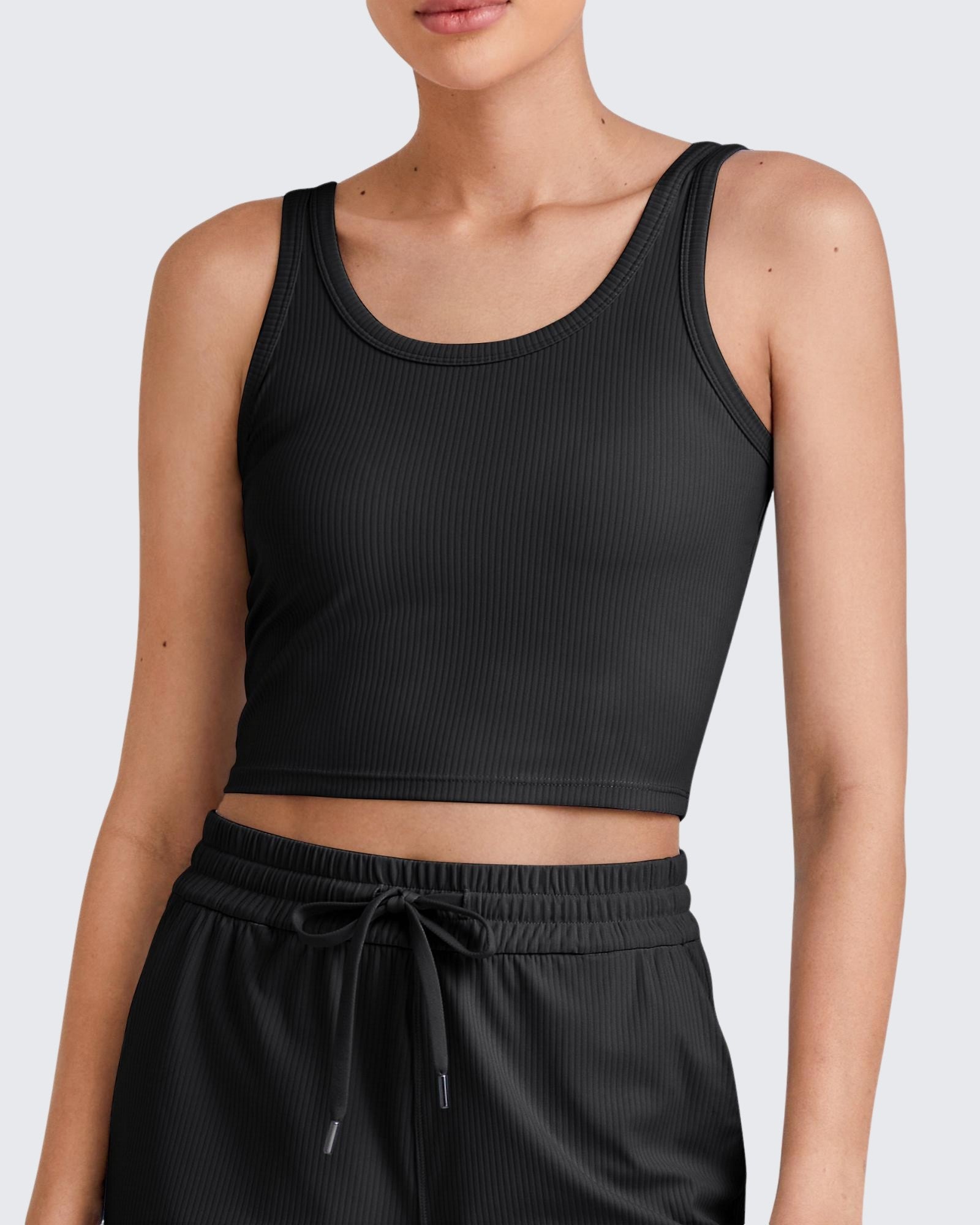 G4Free - Ribbed Slim Workout Tank Crop Tops -GF25L339AA-S