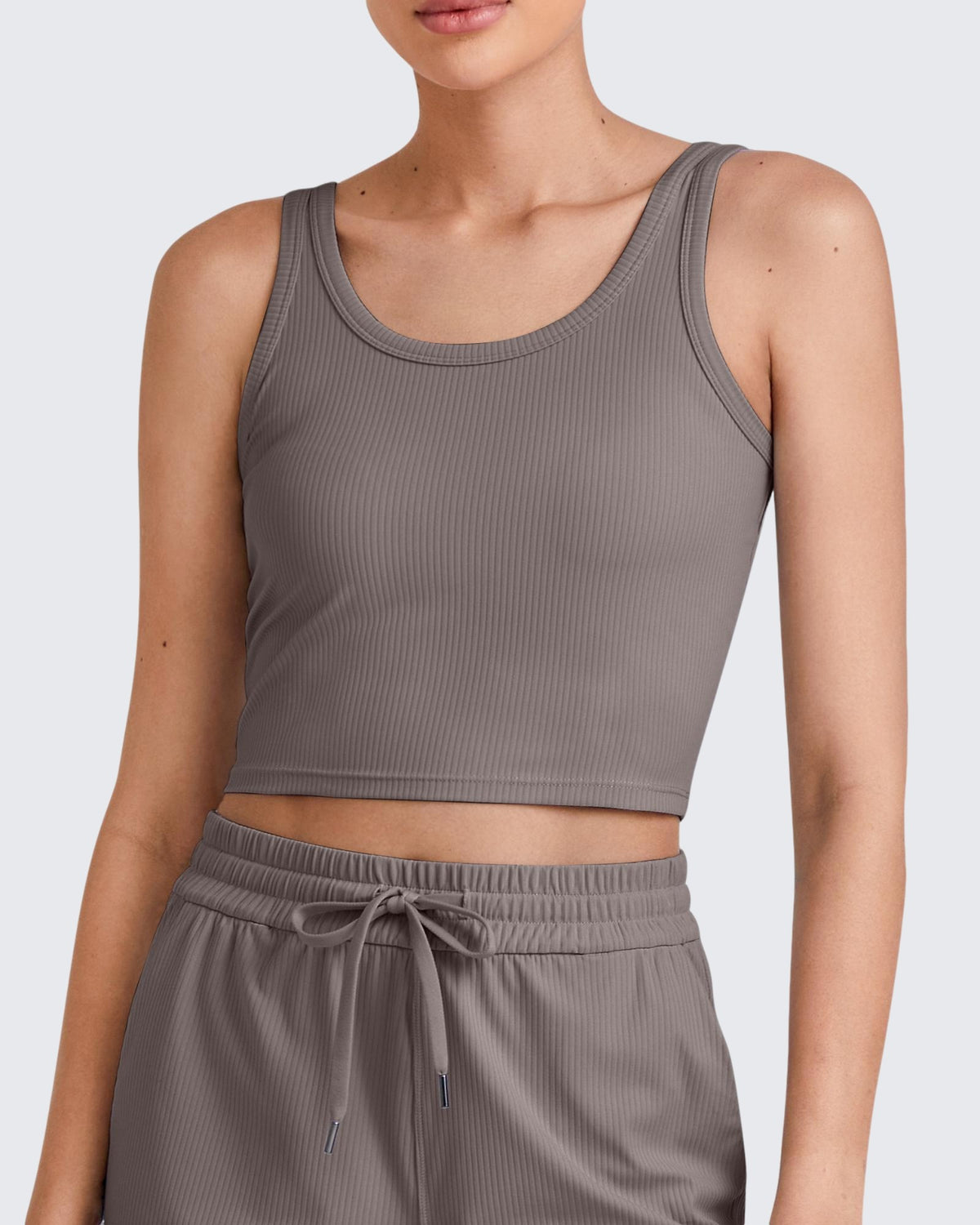 G4Free - Ribbed Slim Workout Tank Crop Tops -GF25L339BA-S