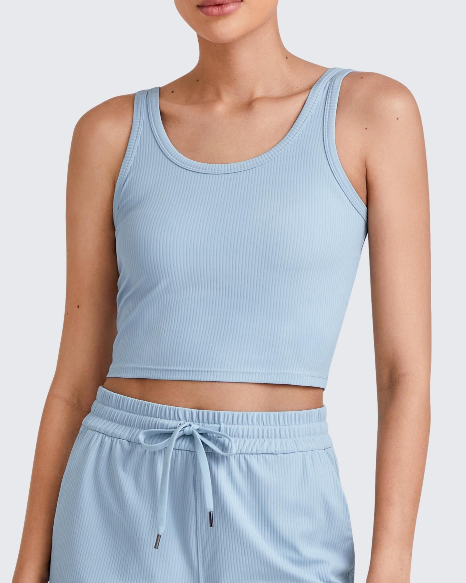 G4Free - Ribbed Slim Workout Tank Crop Tops -GF25L339DA-S