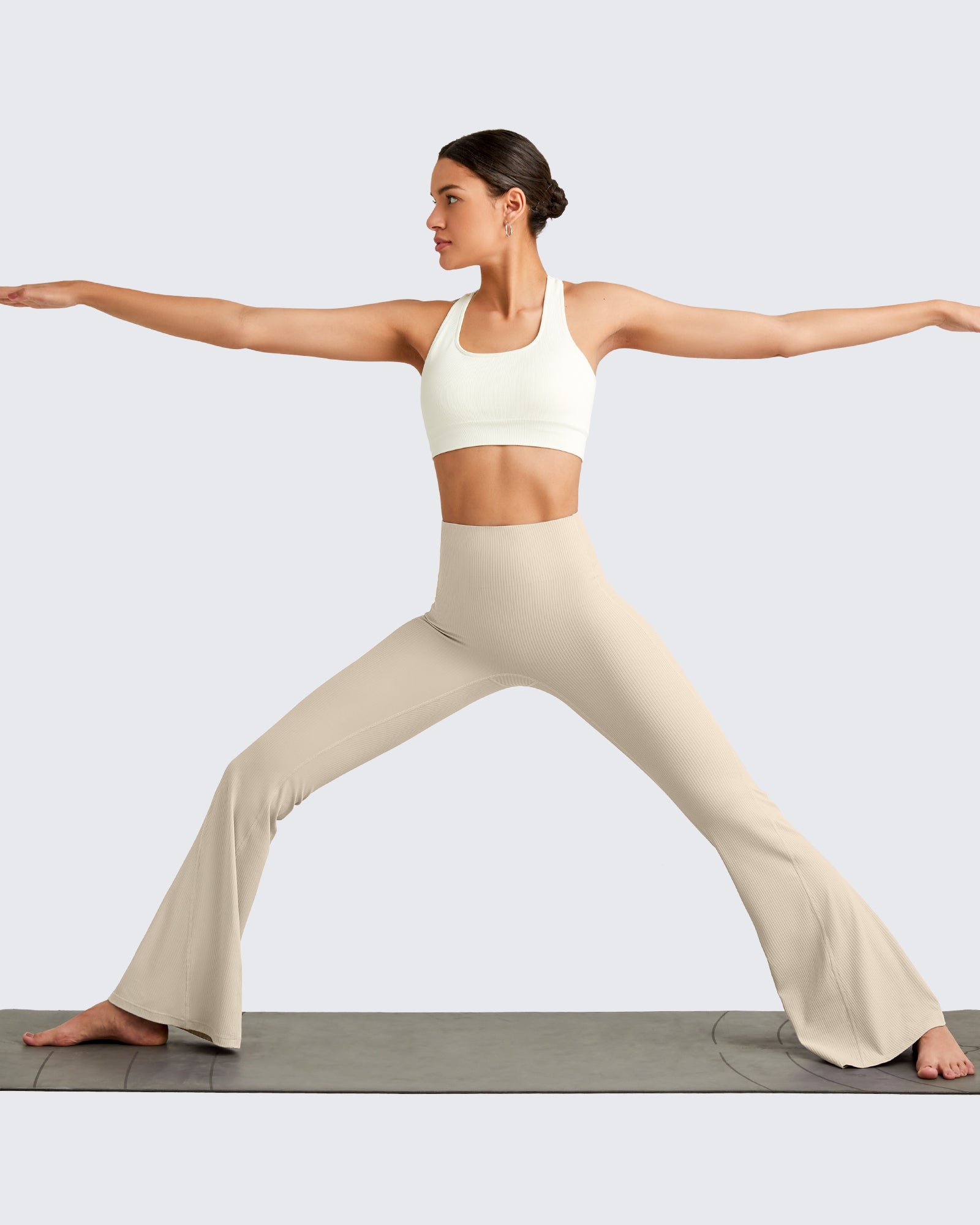 G4Free - Ribbed Tummy Control Flare Yoga Pants -GF25A407AA-S
