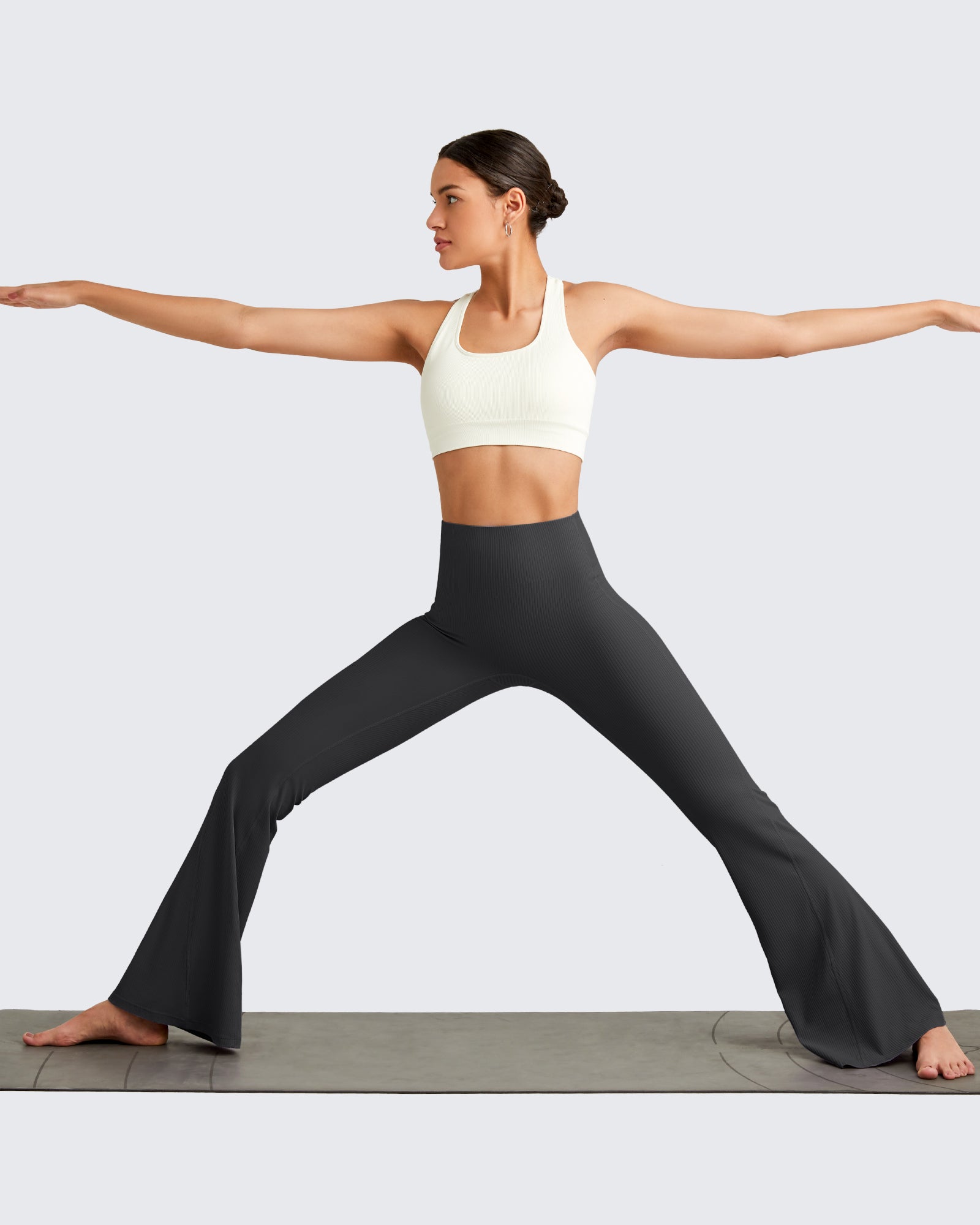 G4Free - Ribbed Tummy Control Flare Yoga Pants -GF25A407AA-S