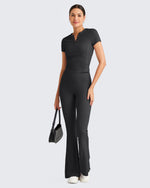 G4Free - Ribbed Tummy Control Flare Yoga Pants -GF25A407AA-S