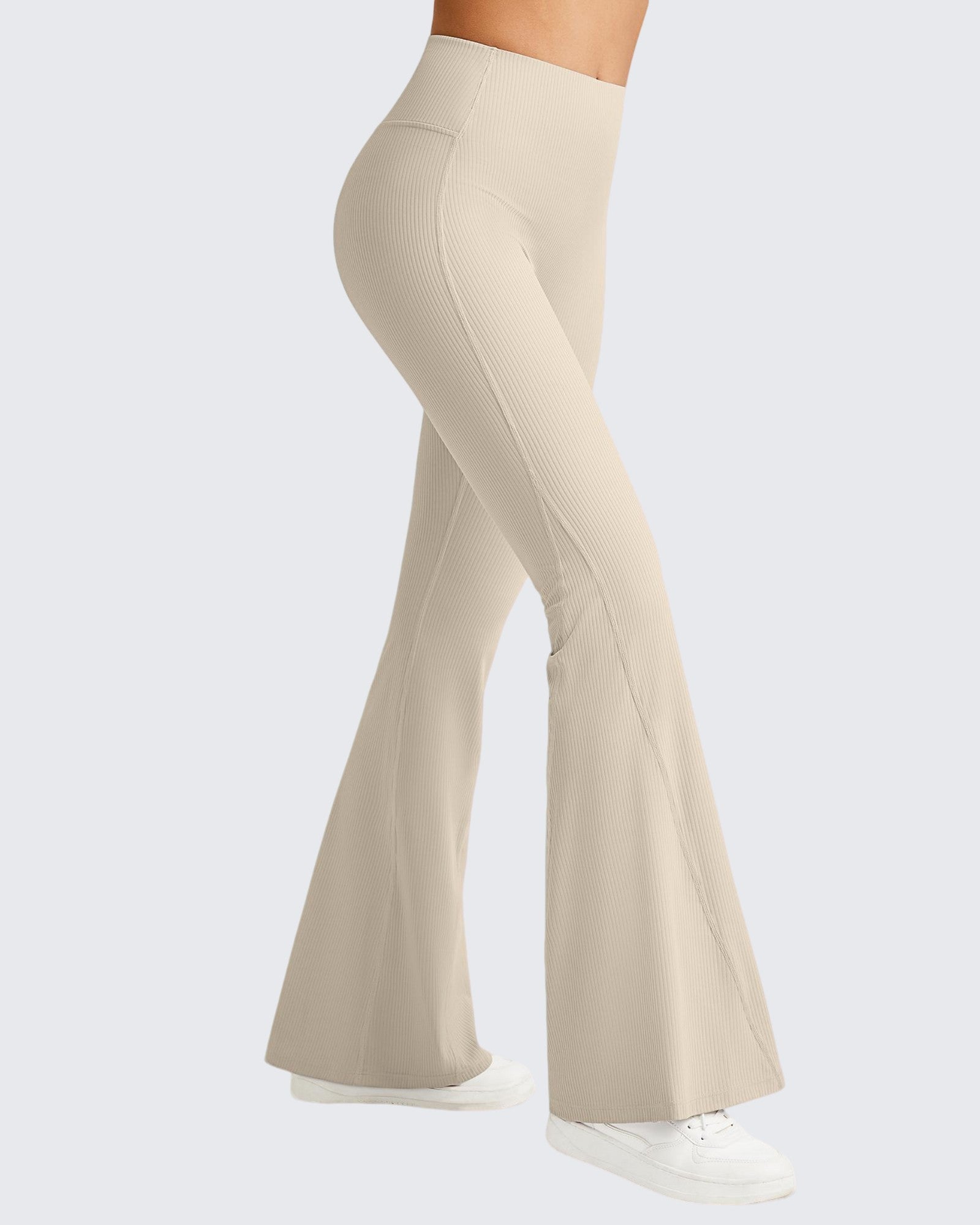 G4Free - Ribbed Tummy Control Flare Yoga Pants -GF25A407CA-S