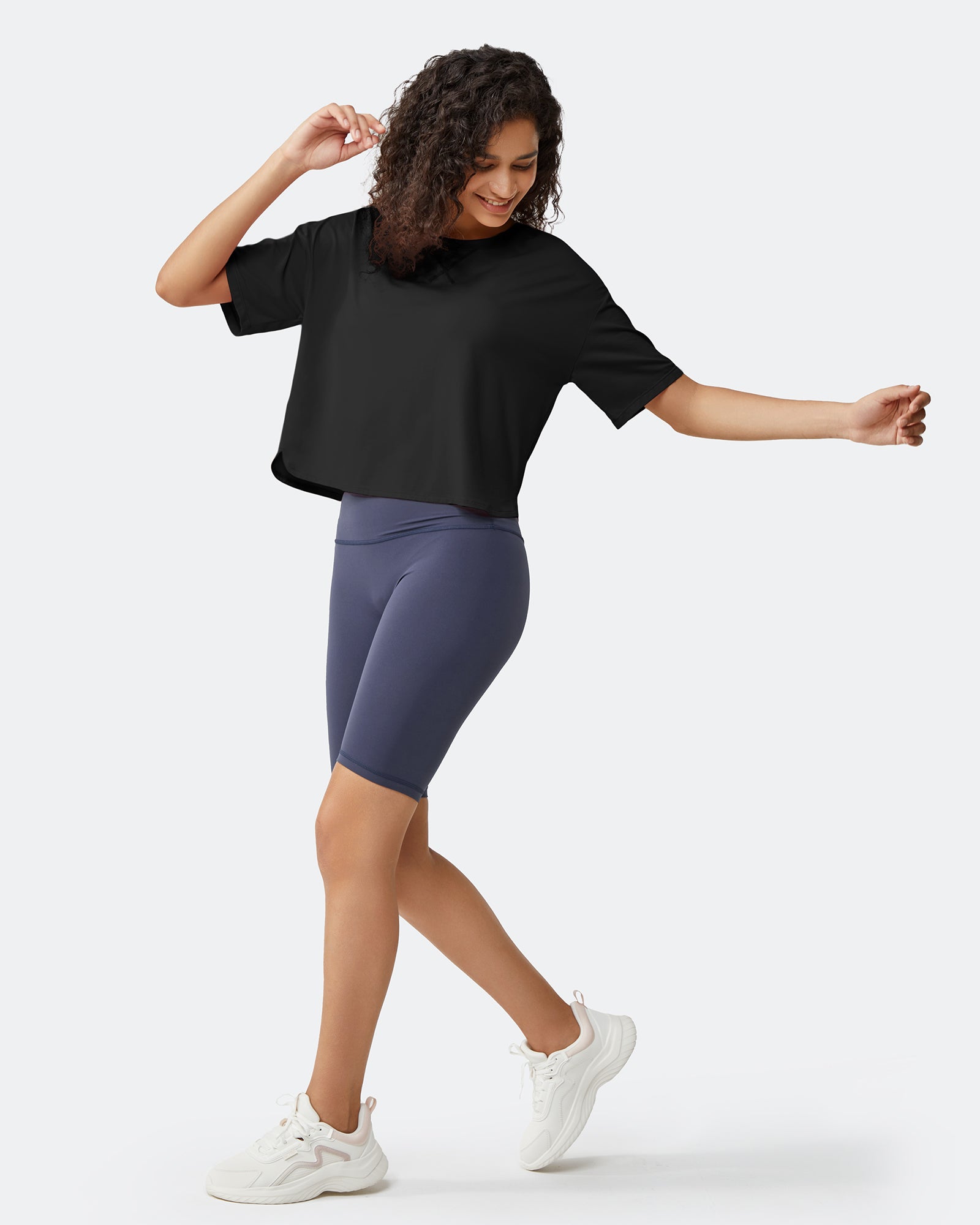 G4Free - Scoop Neck Short Sleeve Workout Crop Tops -GF24B199BA-S