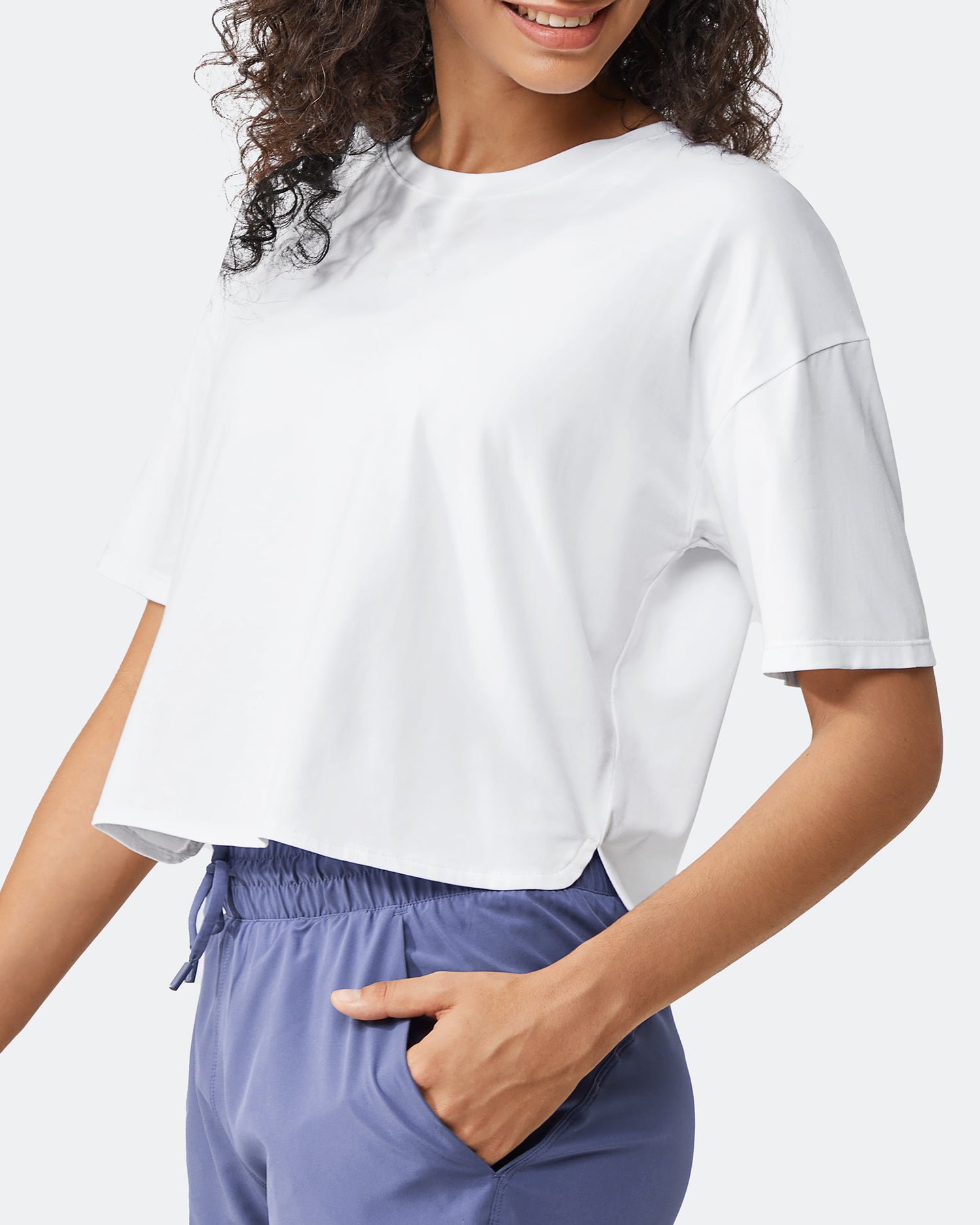 G4Free - Scoop Neck Short Sleeve Workout Crop Tops -GF24B199BA-S