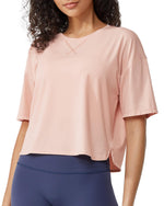 G4Free - Scoop Neck Short Sleeve Workout Crop Tops -GF24B199CA-S