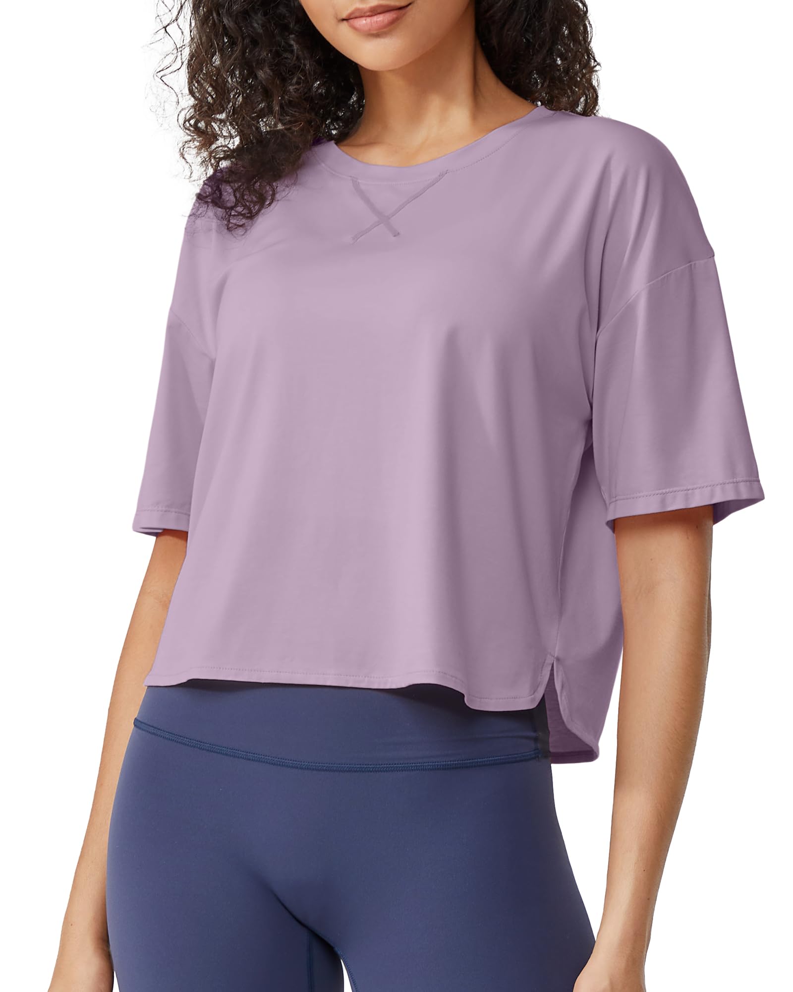 G4Free - Scoop Neck Short Sleeve Workout Crop Tops -GF24B199KA-S