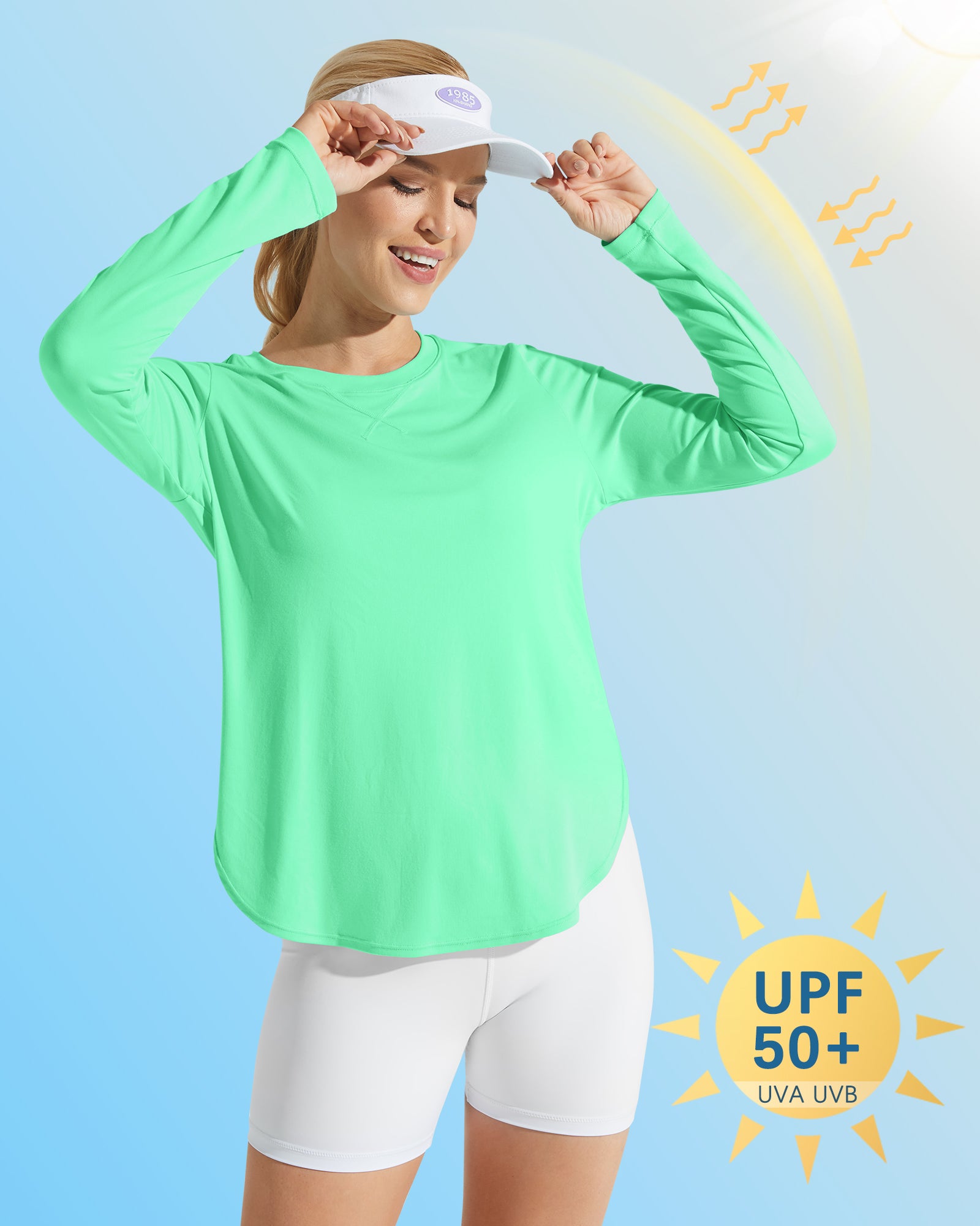 G4Free - Scoop Neck UV Sun Workout Long Sleeve Tops -GF21B003UA-S