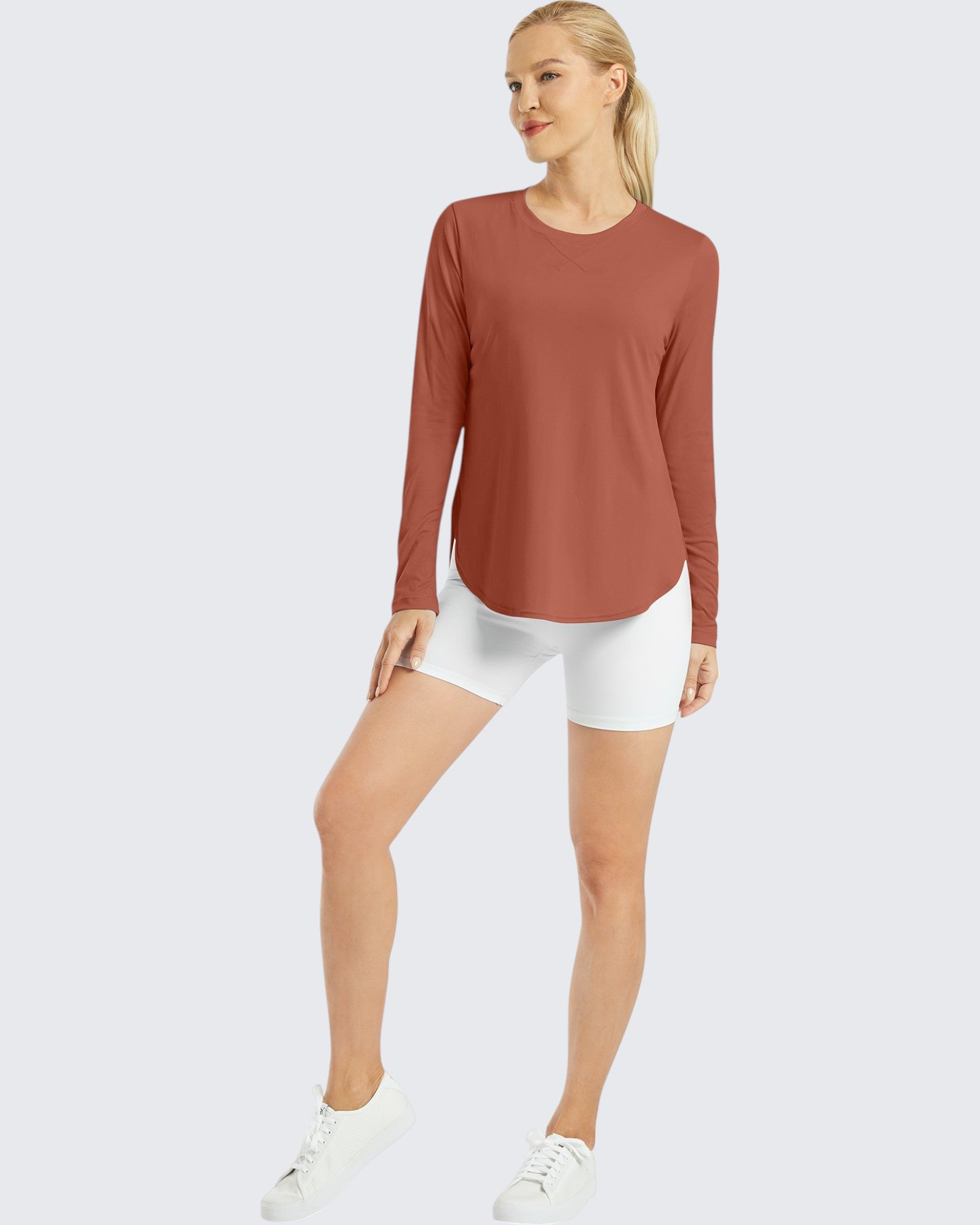 G4Free - Scoop Neck UV Sun Workout Long Sleeve Tops -GF21B003UA-S