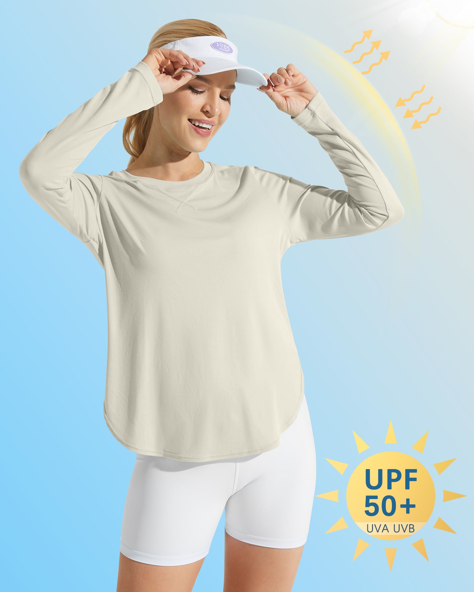 G4Free - Scoop Neck UV Sun Workout Long Sleeve Tops -GF21B003UA-S