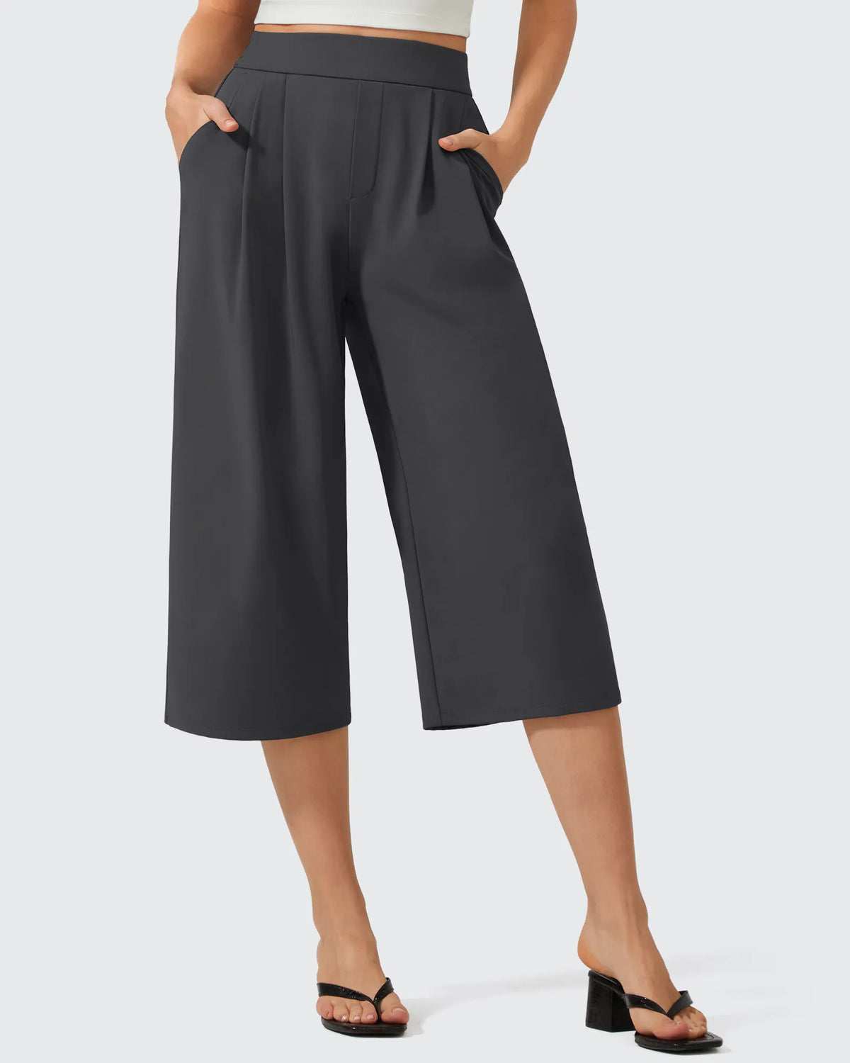 G4Free - ShiftReady Elastic Waist Wide Leg Capri Pants 18'' -GF26J897C007F-XS