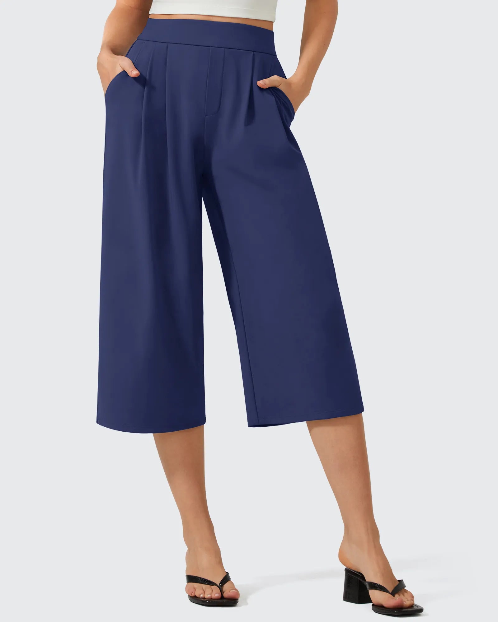 G4Free - ShiftReady Elastic Waist Wide Leg Capri Pants 18'' -GF26J897C007F-XS