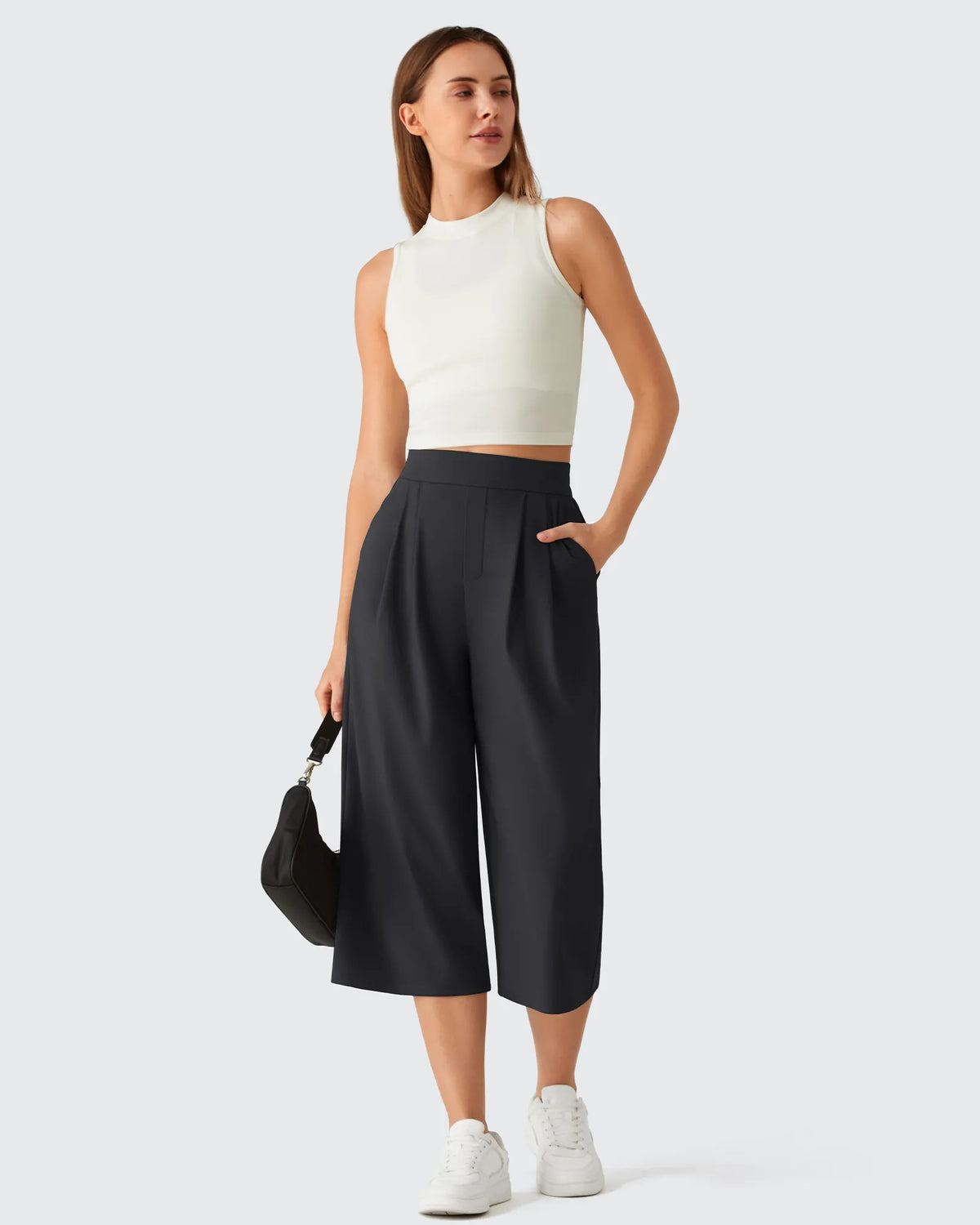 G4Free - ShiftReady Elastic Waist Wide Leg Capri Pants 18'' -GF26J897C007F-XS