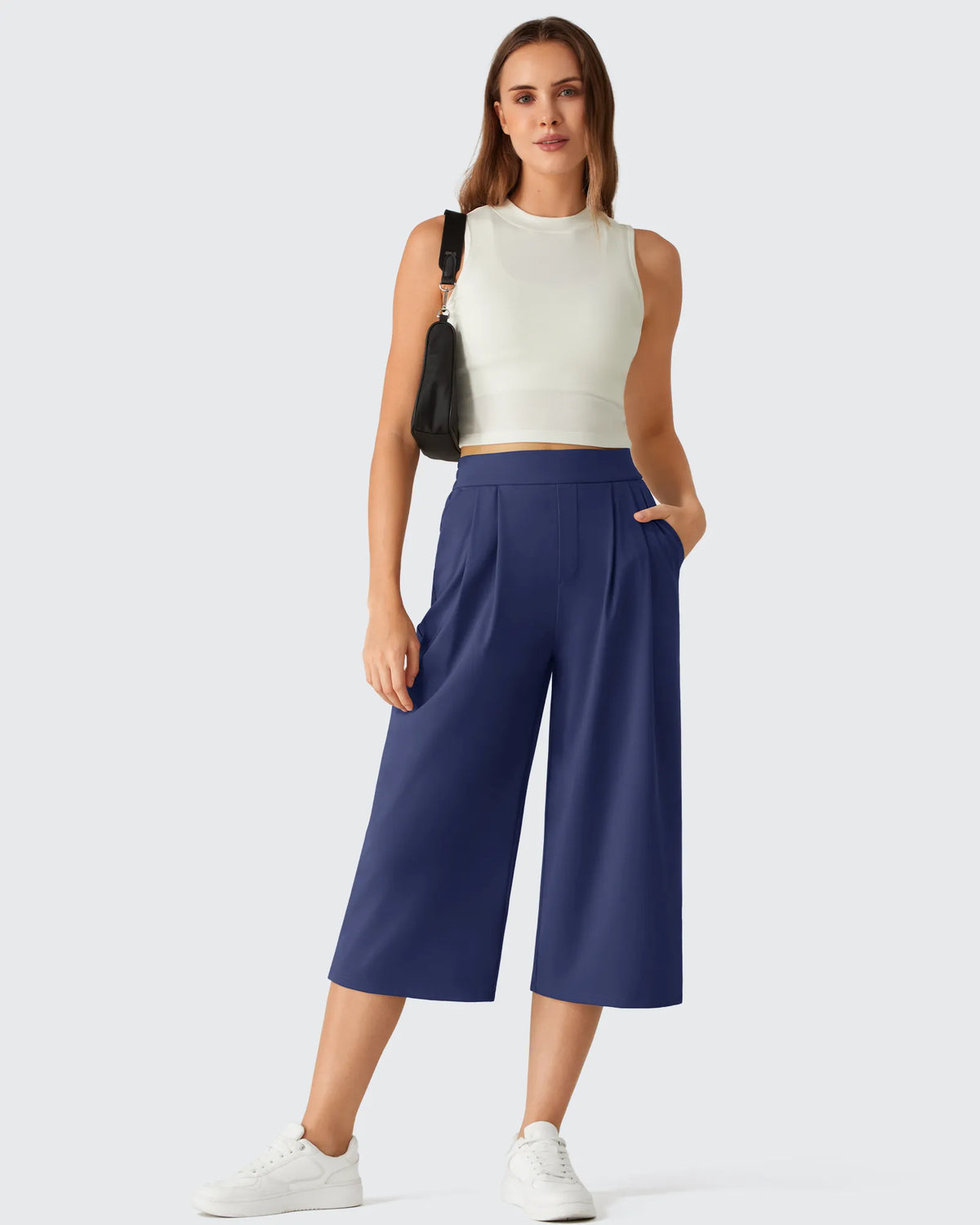 G4Free - ShiftReady Elastic Waist Wide Leg Capri Pants 18'' -GF26J897C007F-XS