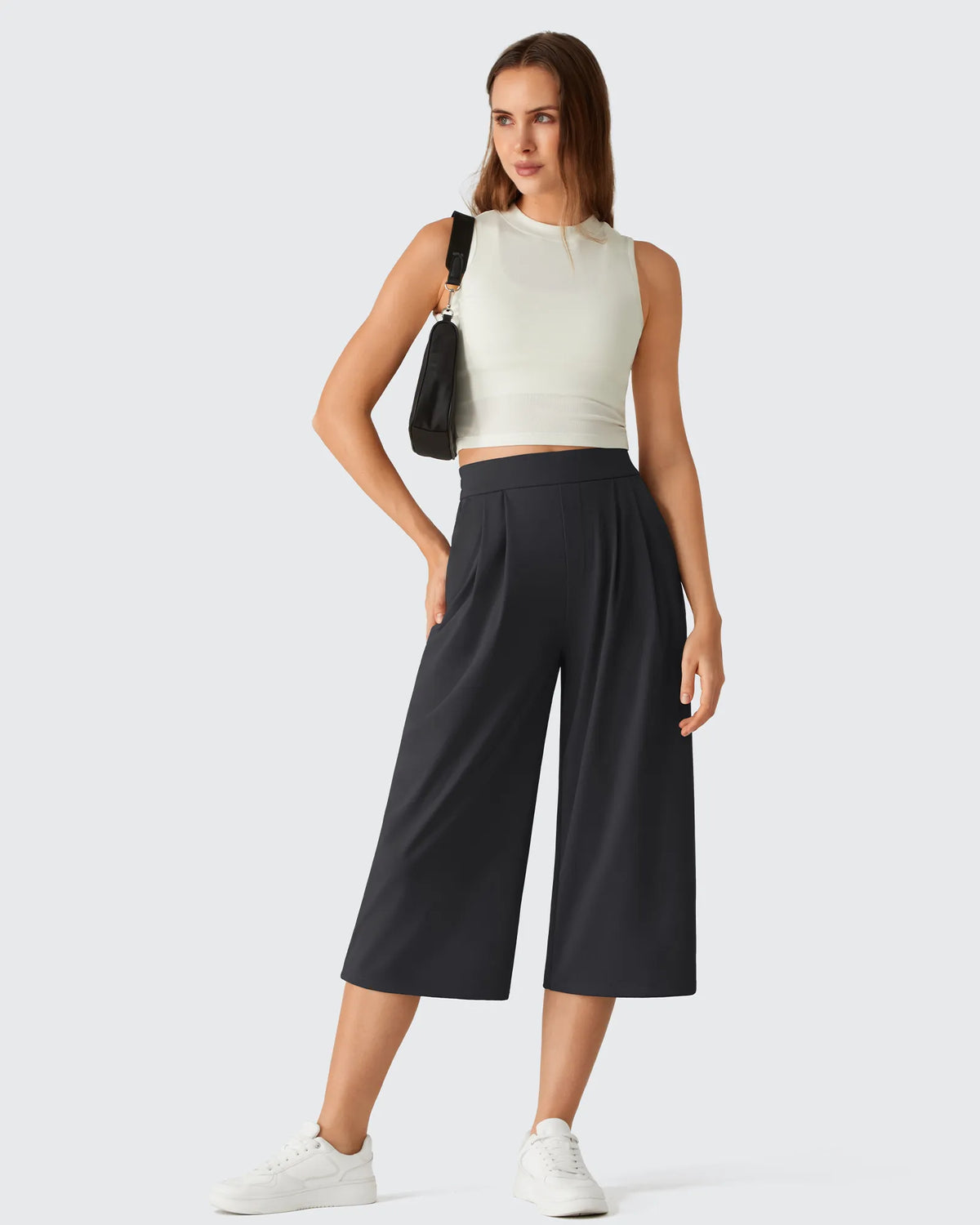 G4Free - ShiftReady Elastic Waist Wide Leg Capri Pants 18'' -GF26J897C007F-XS