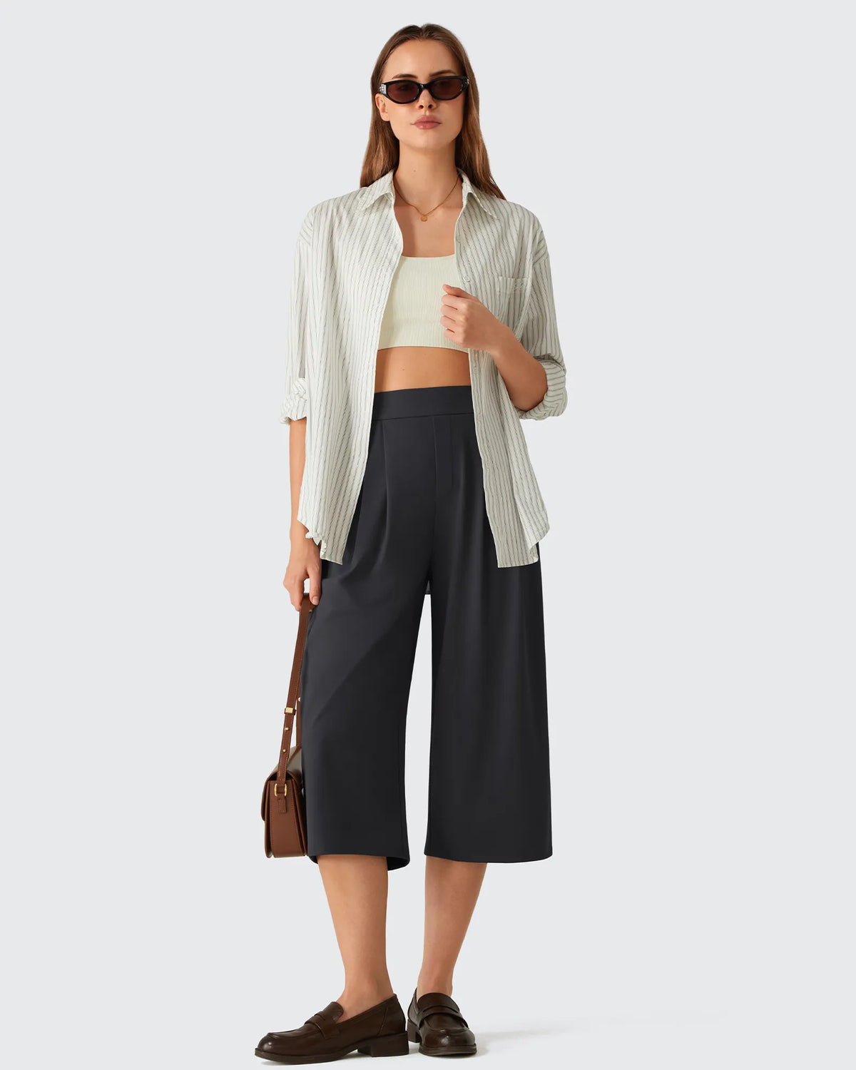 G4Free - ShiftReady Elastic Waist Wide Leg Capri Pants 18'' -GF26J897C007F-XS
