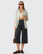 G4Free - ShiftReady Elastic Waist Wide Leg Capri Pants 18'' -GF26J897C007F-XS