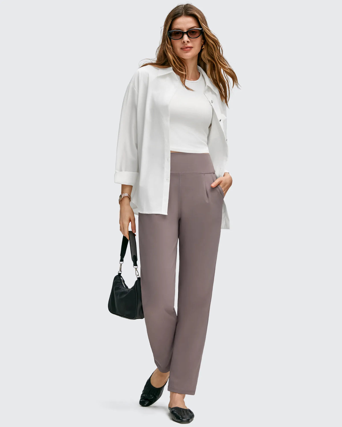 G4Free - ShiftReady Front Pleated Ankle Tapered High Waist Trousers -GF25D637AA-S