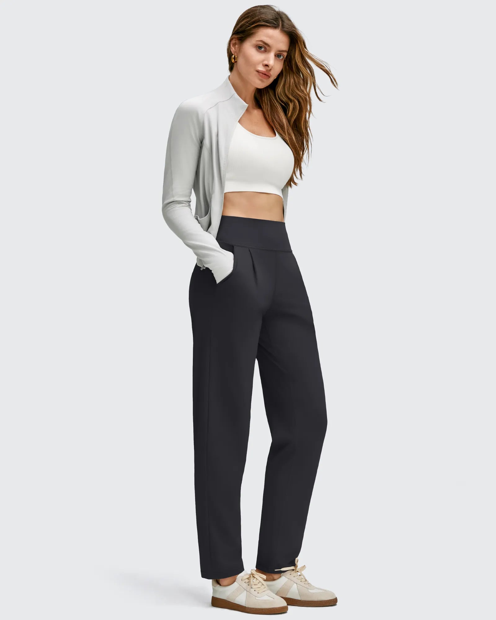 G4Free - ShiftReady Front Pleated Ankle Tapered High Waist Trousers -GF25D637AA-S