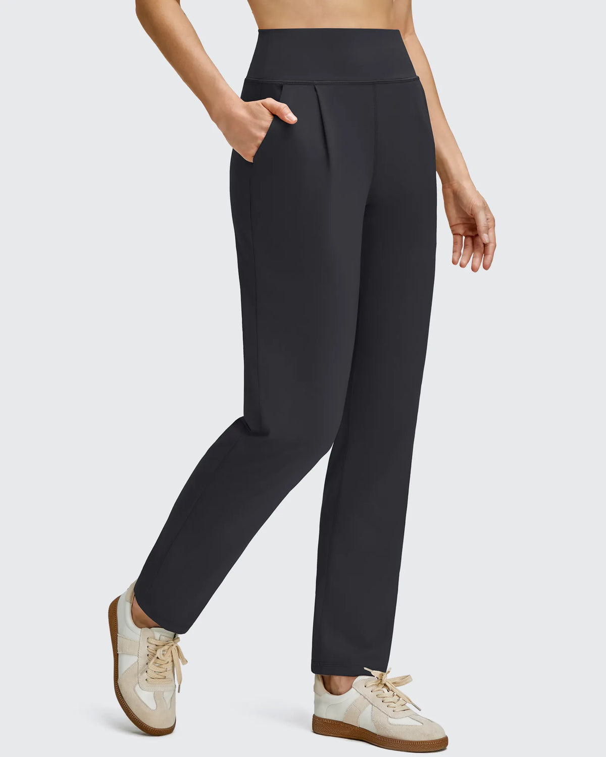 G4Free - ShiftReady Front Pleated Ankle Tapered High Waist Trousers -GF25D637AA-S