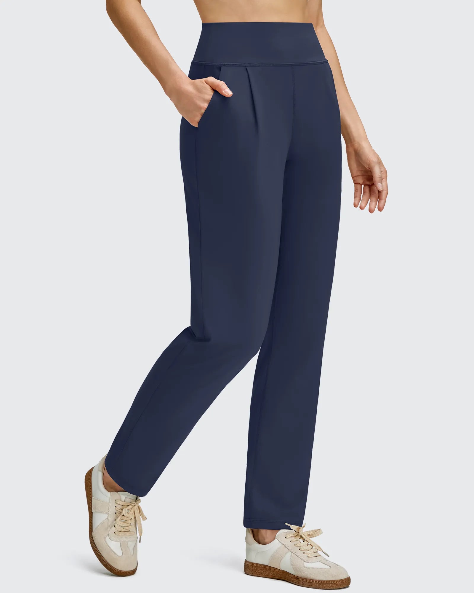 G4Free - ShiftReady Front Pleated Ankle Tapered High Waist Trousers -GF25D637BA-S