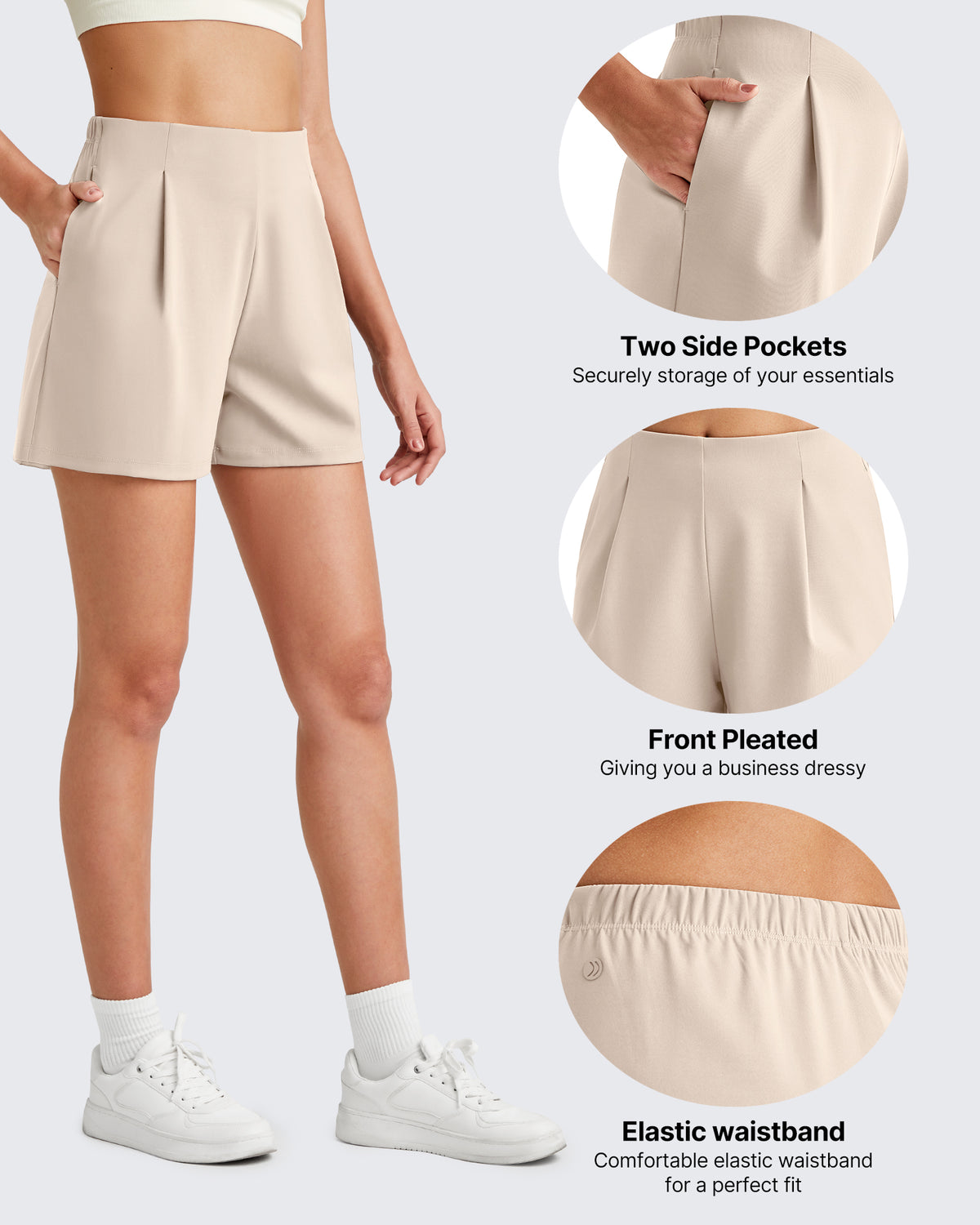 G4Free - ShiftReady High-Rise Pleated Work Shorts 5'' -GF25E395FA-S