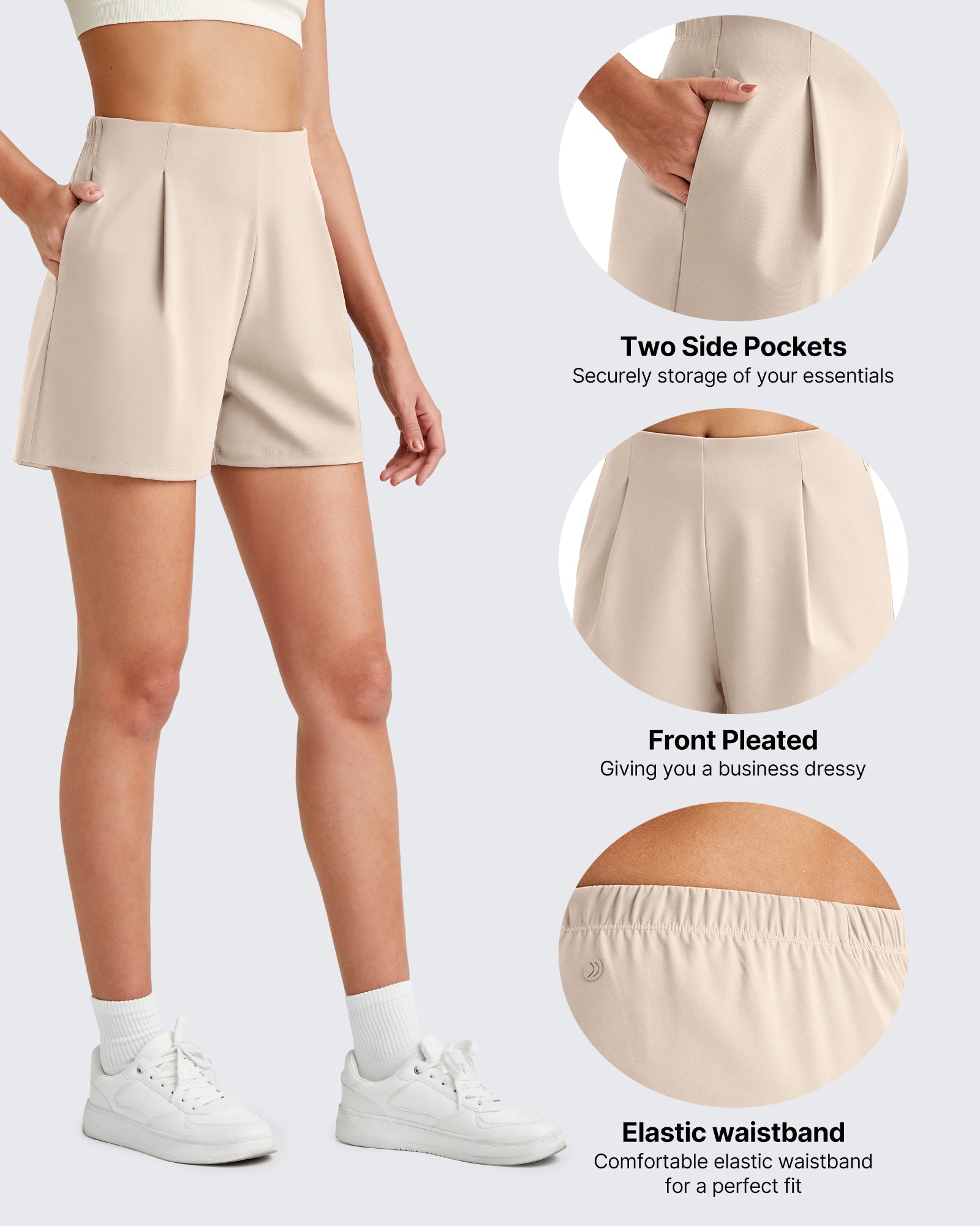G4Free - ShiftReady High-Rise Pleated Work Shorts 5'' -GF25E395FA-S