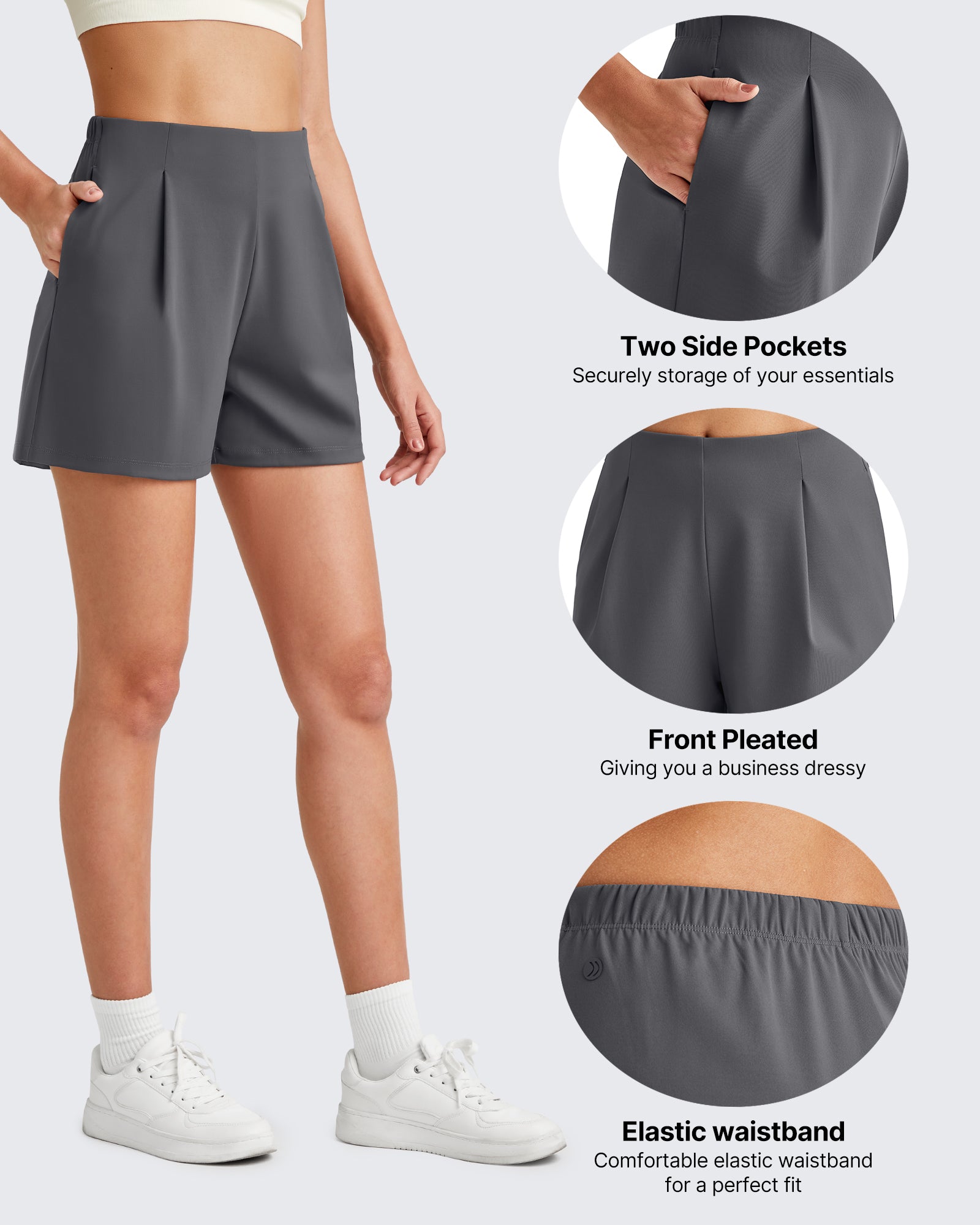 G4Free - ShiftReady High-Rise Pleated Work Shorts 5'' -GF25E395FA-S