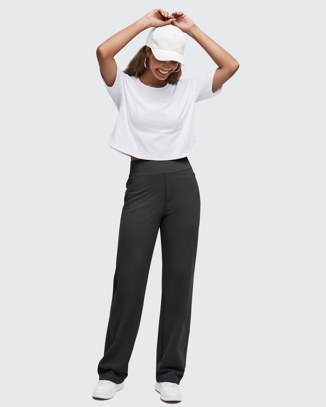 G4Free - ShiftReady High Waist Hidden Zipper Pockets Dress Pants -GF25D571AA-S