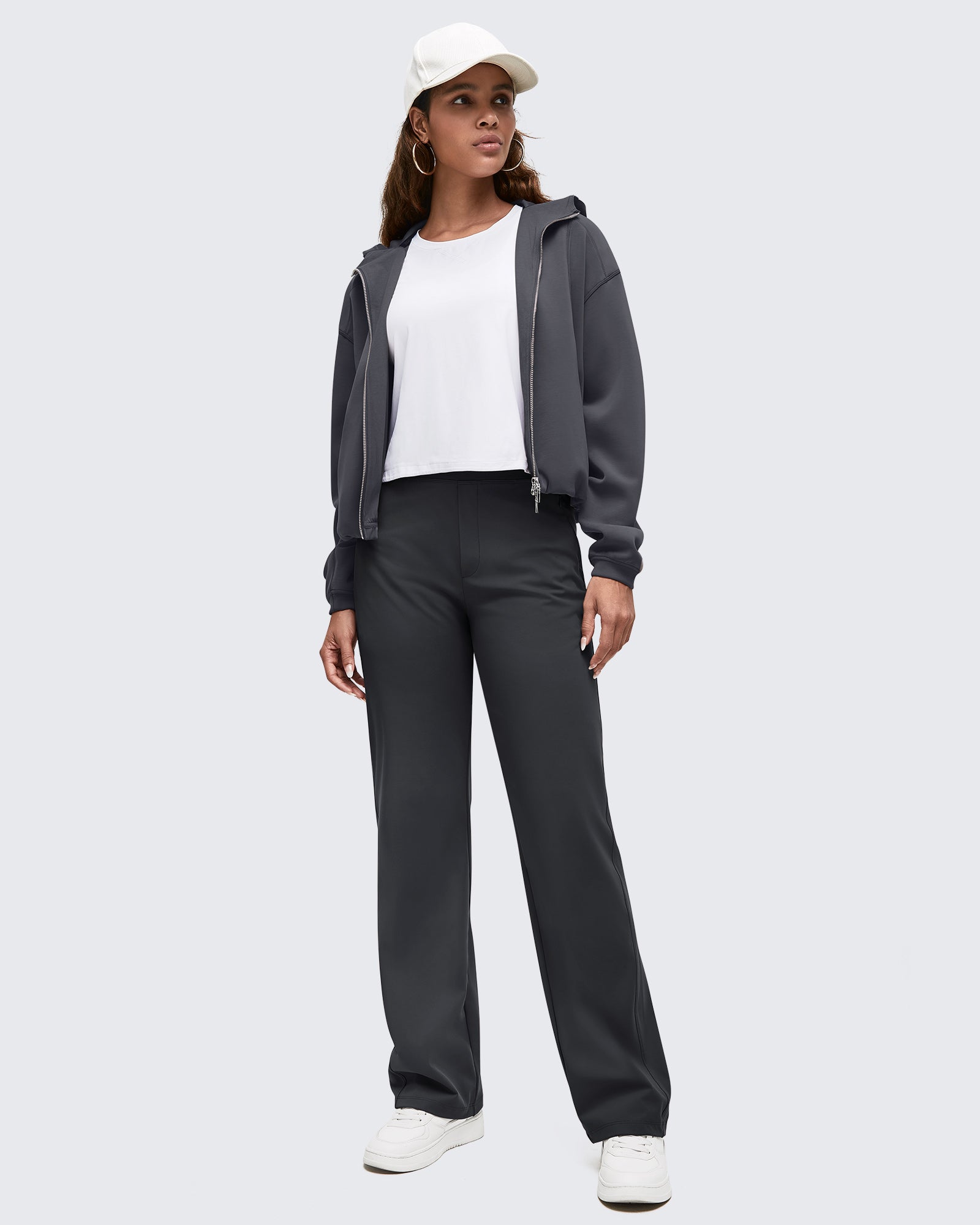 G4Free - ShiftReady High Waist Hidden Zipper Pockets Dress Pants -GF25D571AA-S