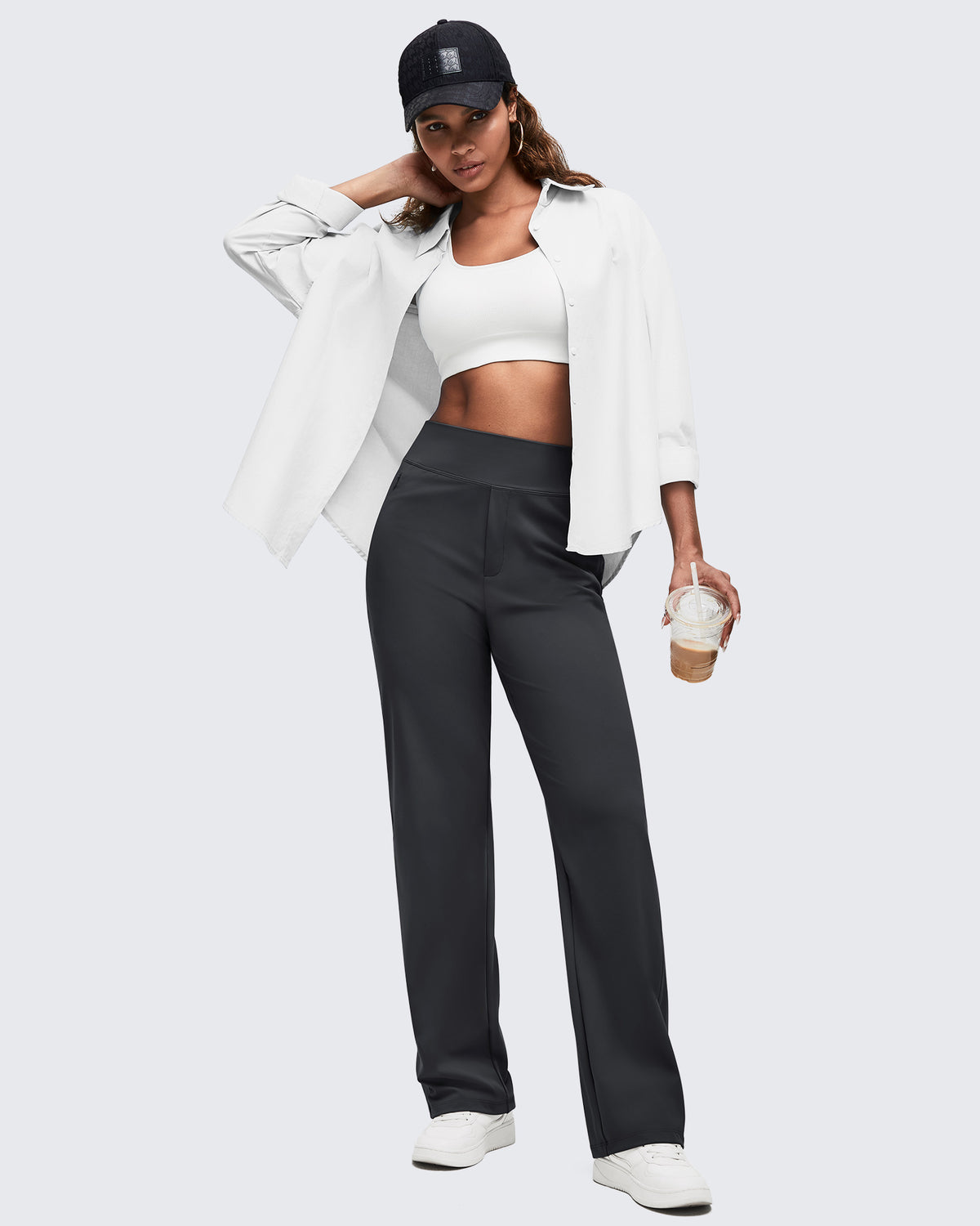 G4Free - ShiftReady High Waist Hidden Zipper Pockets Dress Pants -GF25D571AA-S