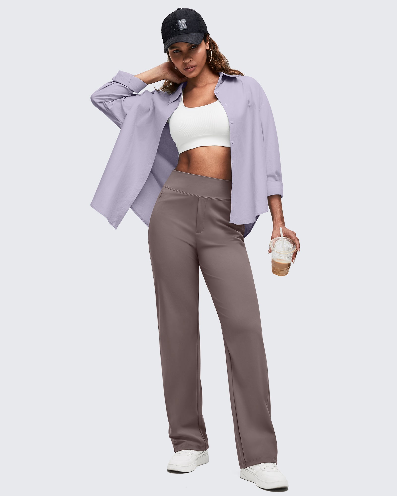 G4Free - ShiftReady High Waist Hidden Zipper Pockets Dress Pants -GF25D571AA-S