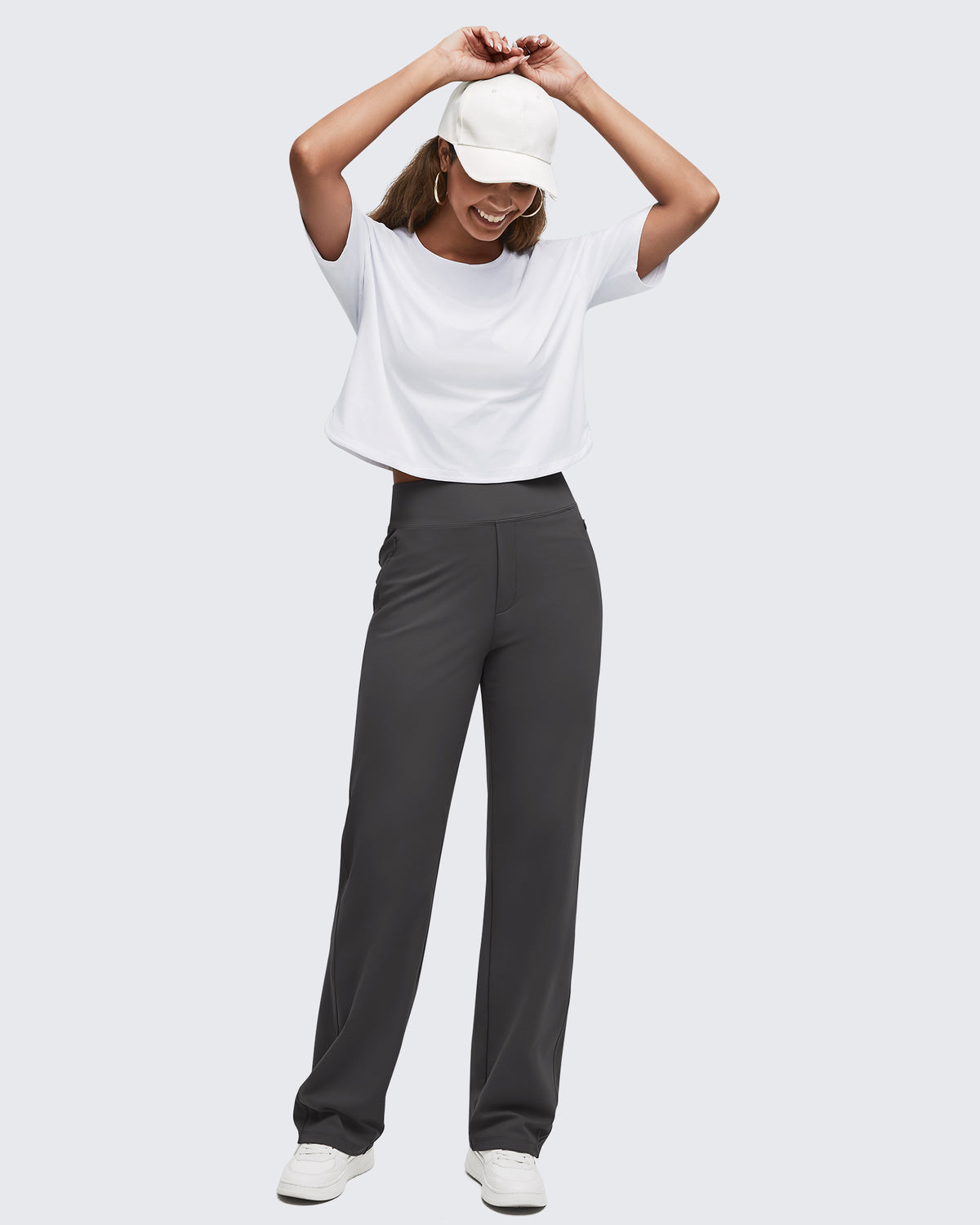 G4Free - ShiftReady High Waist Hidden Zipper Pockets Dress Pants -GF25D571AA-S