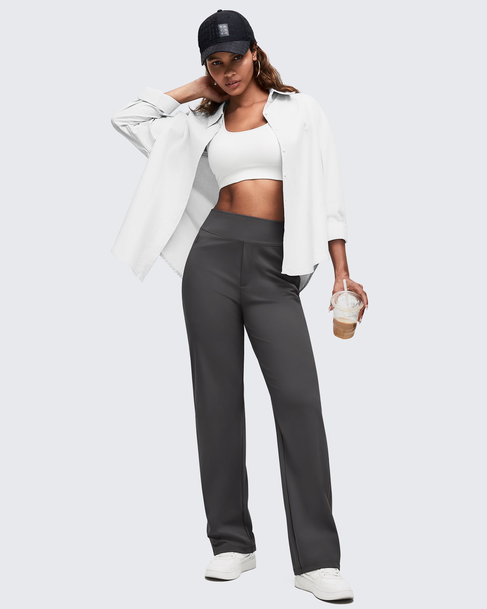 G4Free - ShiftReady High Waist Hidden Zipper Pockets Dress Pants -GF25D571AA-S