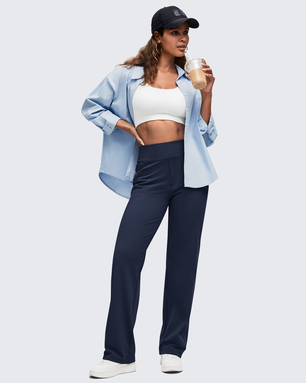 G4Free - ShiftReady High Waist Hidden Zipper Pockets Dress Pants -GF25D571AA-S