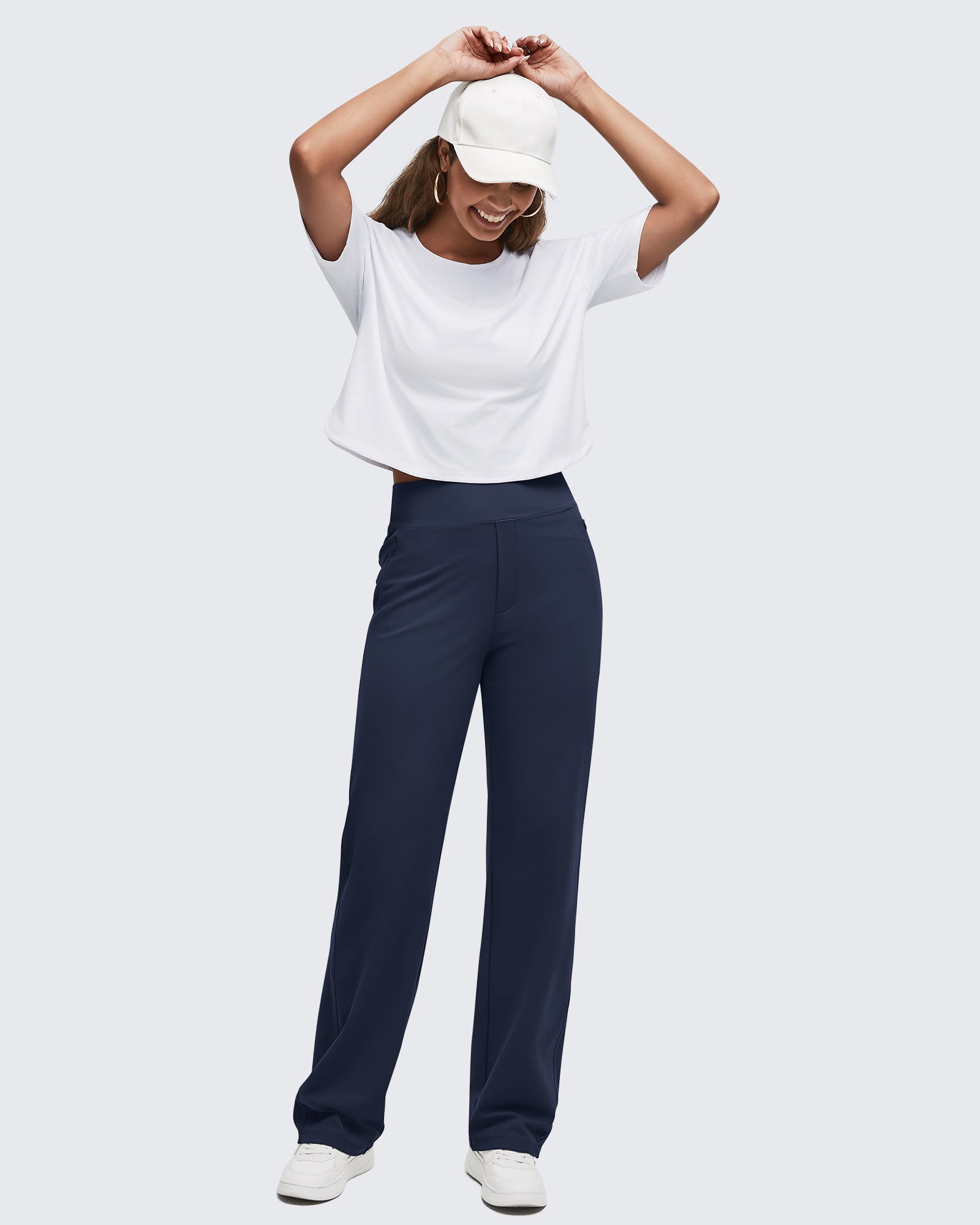 G4Free - ShiftReady High Waist Hidden Zipper Pockets Dress Pants -GF25D571BA-S