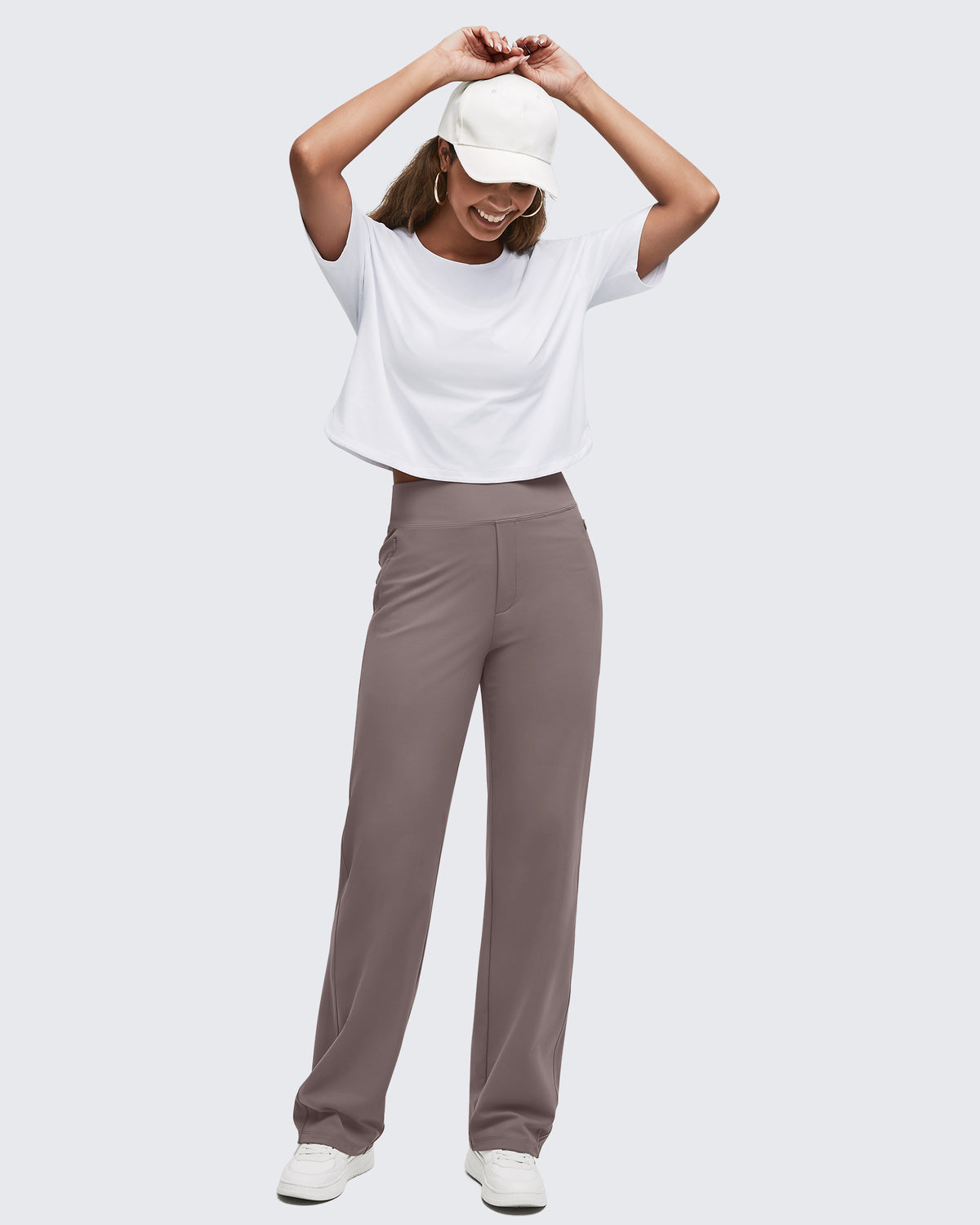 G4Free - ShiftReady High Waist Hidden Zipper Pockets Dress Pants -GF25D571CA-S