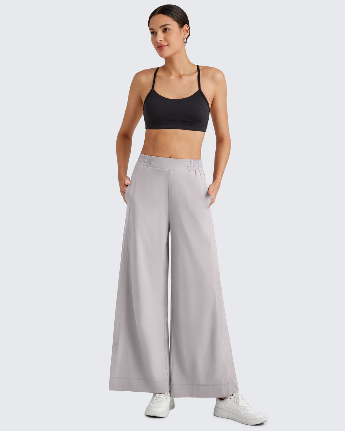 G4Free - ShiftReady Side Slit High-Rise Wide Leg Ankle Pants -GF25J403AA-S