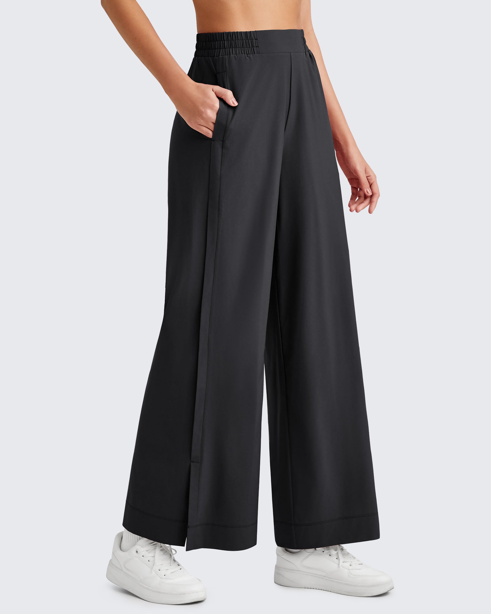 G4Free - ShiftReady Side Slit High-Rise Wide Leg Ankle Pants -GF25J403AA-S