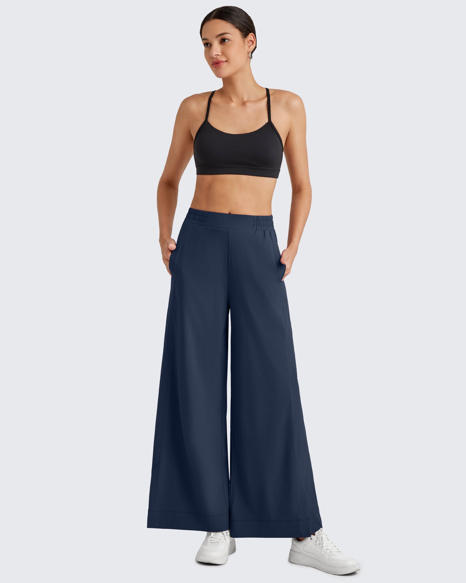 G4Free - ShiftReady Side Slit High-Rise Wide Leg Ankle Pants -GF25J403AA-S