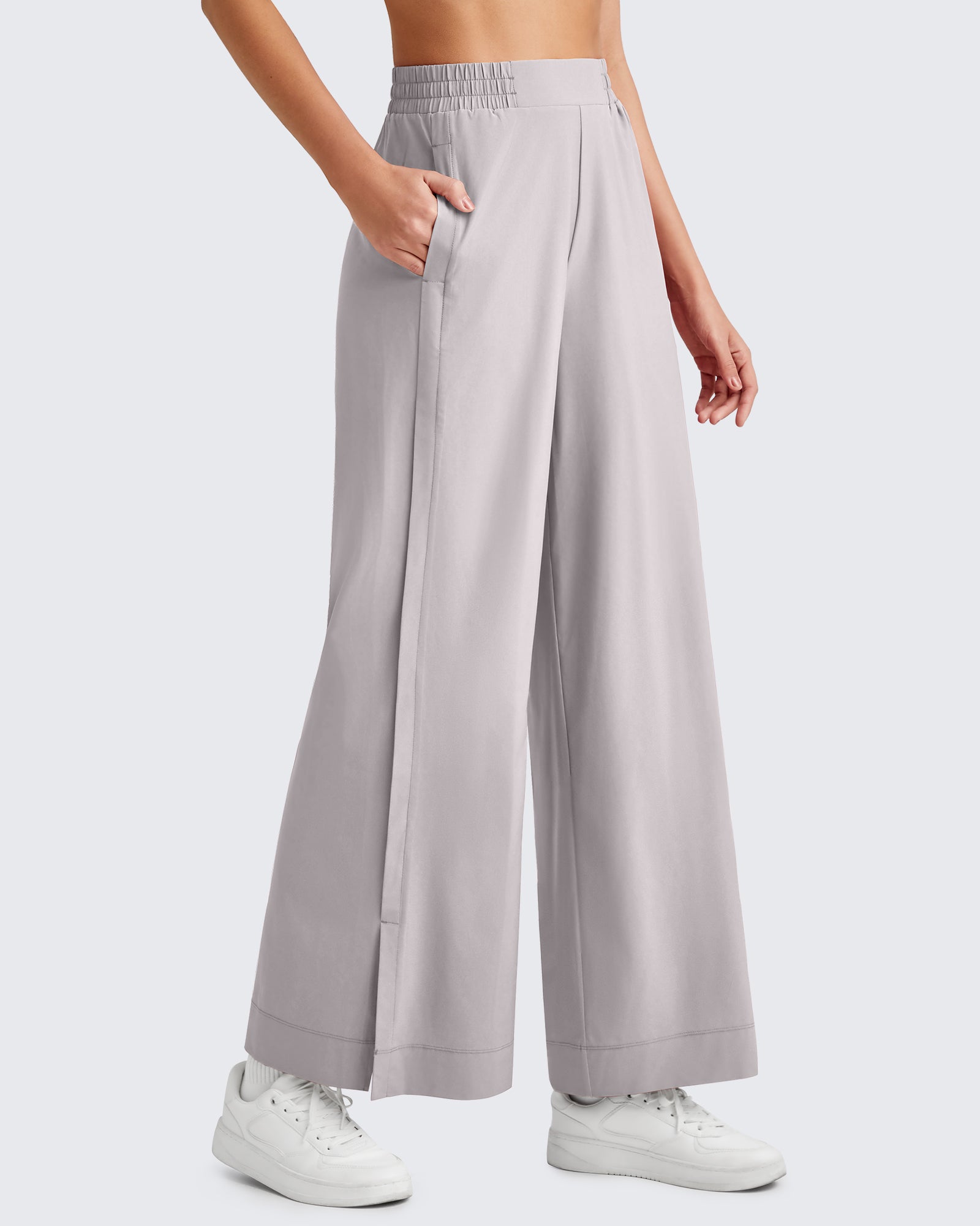 G4Free - ShiftReady Side Slit High-Rise Wide Leg Ankle Pants -GF25J403DA-S