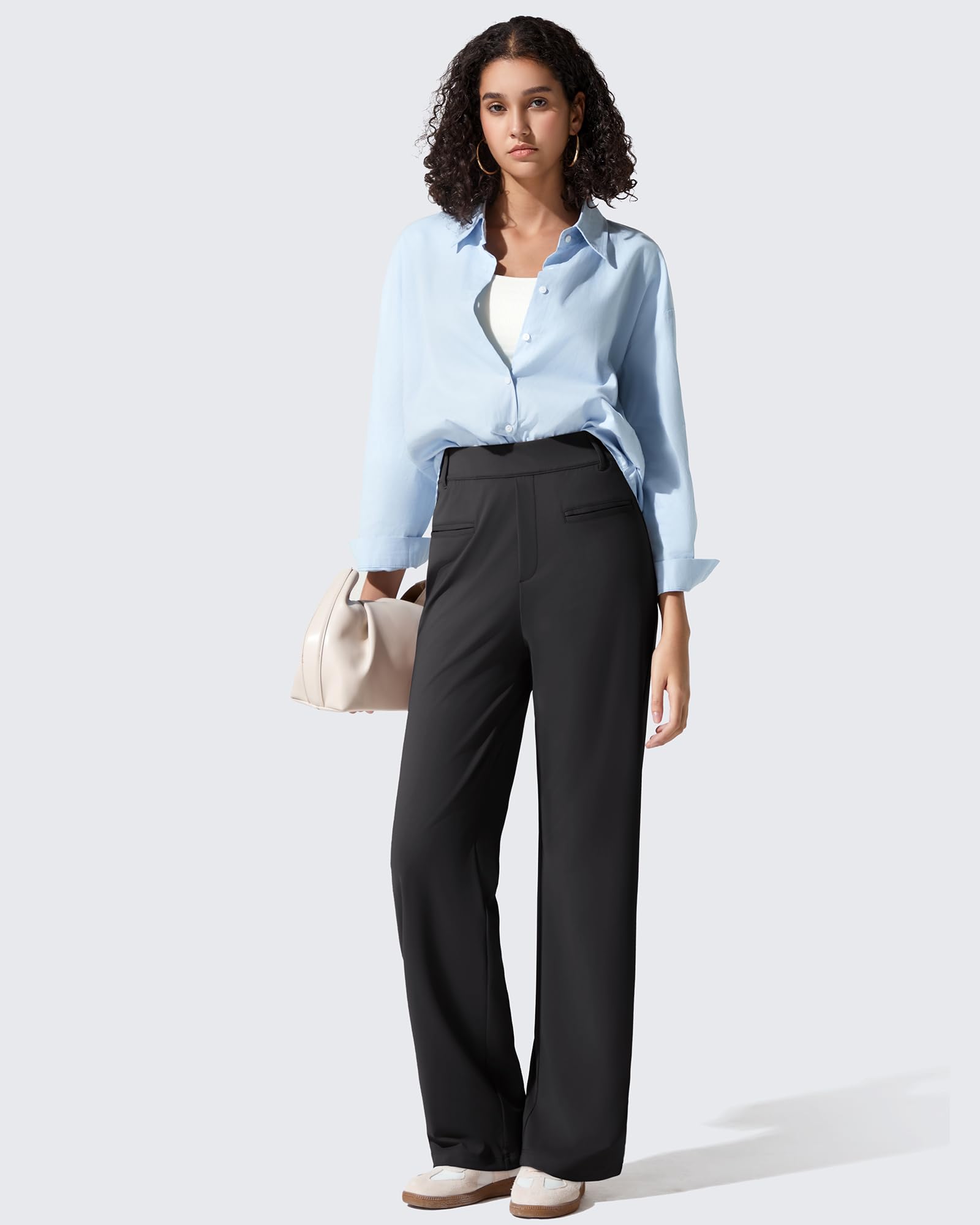 G4Free - ShiftReady Slit Pockets Elastic Waist Straight Leg Work Pants -GF25D541AF-XS