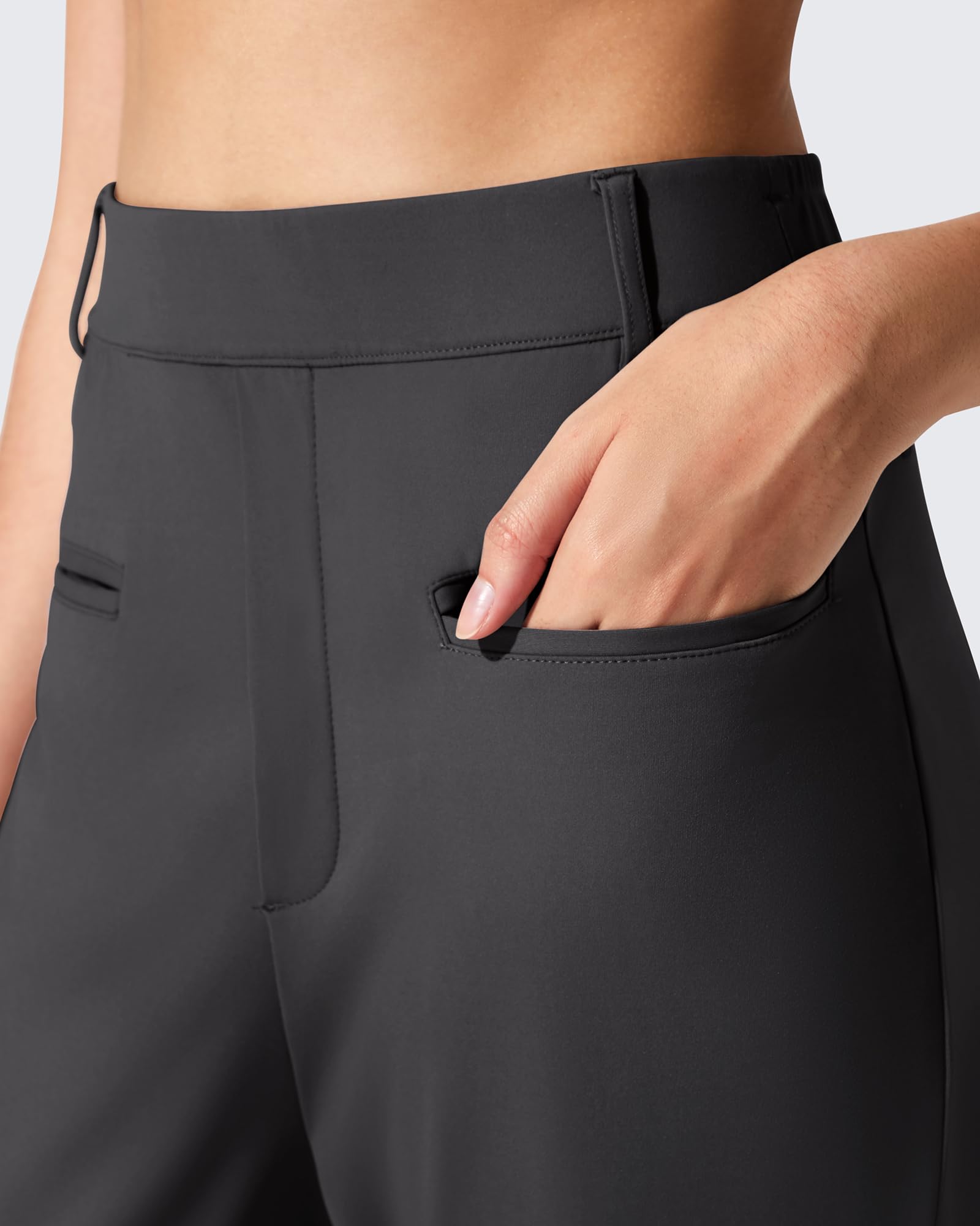 G4Free - ShiftReady Slit Pockets Elastic Waist Straight Leg Work Pants -GF25D541AF-XS
