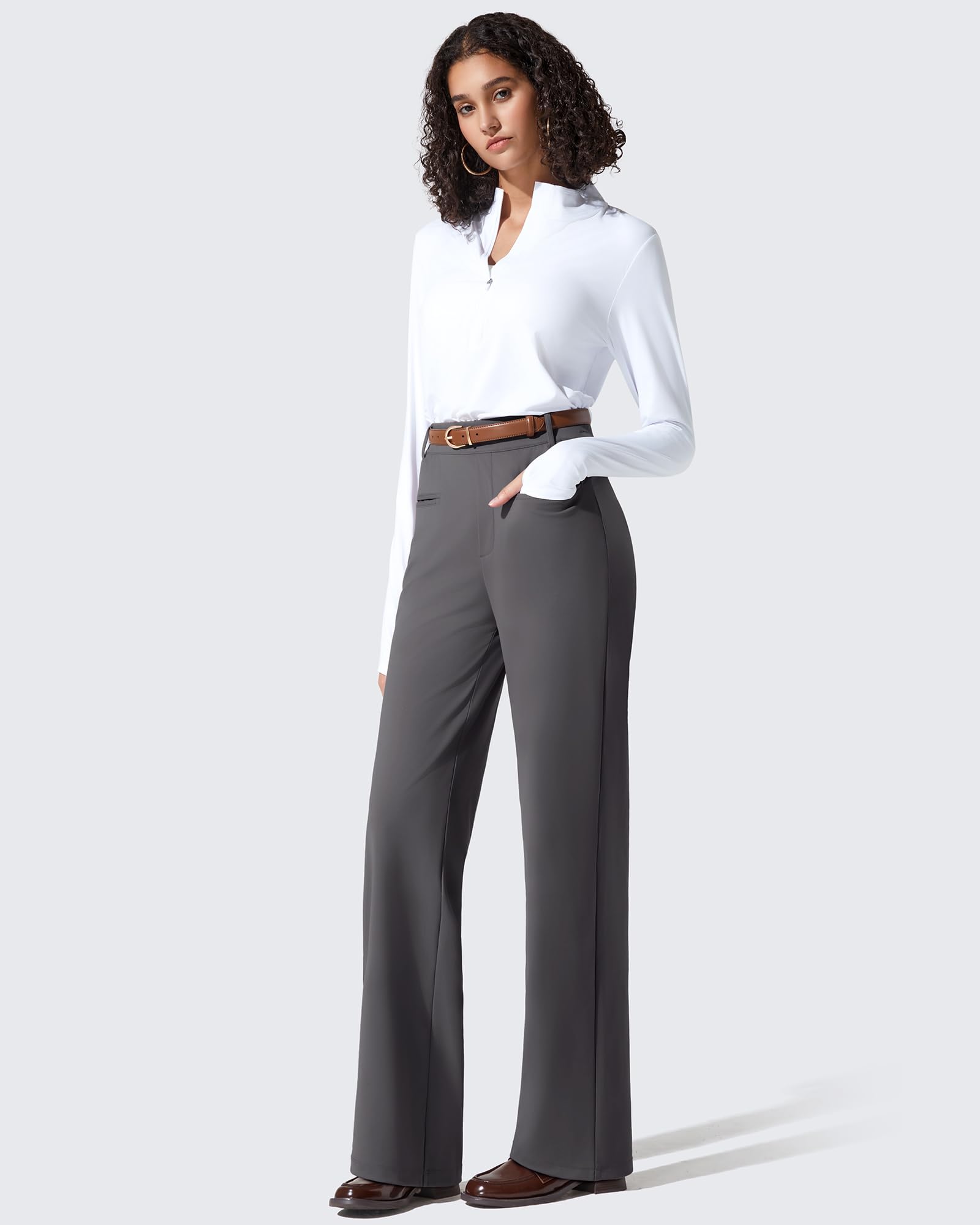 G4Free - ShiftReady Slit Pockets Elastic Waist Straight Leg Work Pants -GF25D541AF-XS