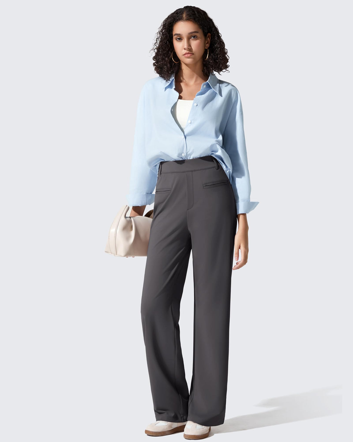 G4Free - ShiftReady Slit Pockets Elastic Waist Straight Leg Work Pants -GF25D541AF-XS