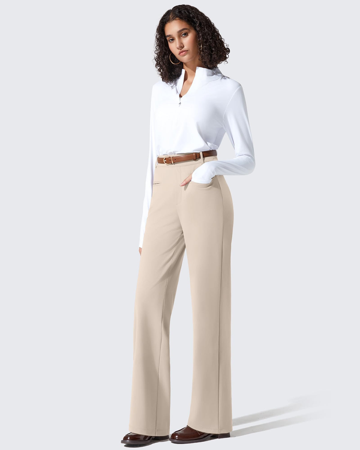 G4Free - ShiftReady Slit Pockets Elastic Waist Straight Leg Work Pants -GF25D541AF-XS