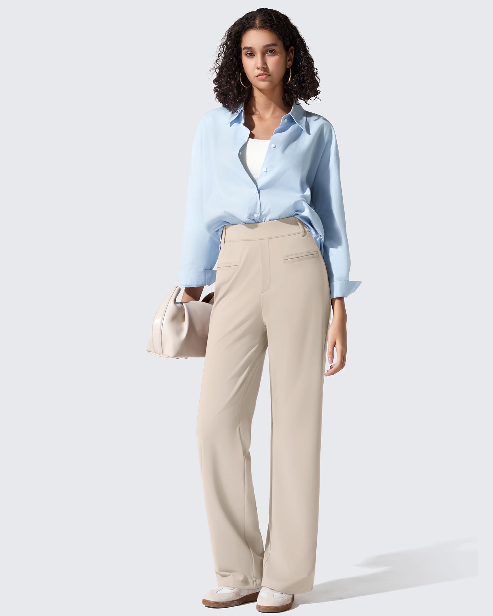G4Free - ShiftReady Slit Pockets Elastic Waist Straight Leg Work Pants -GF25D541AF-XS