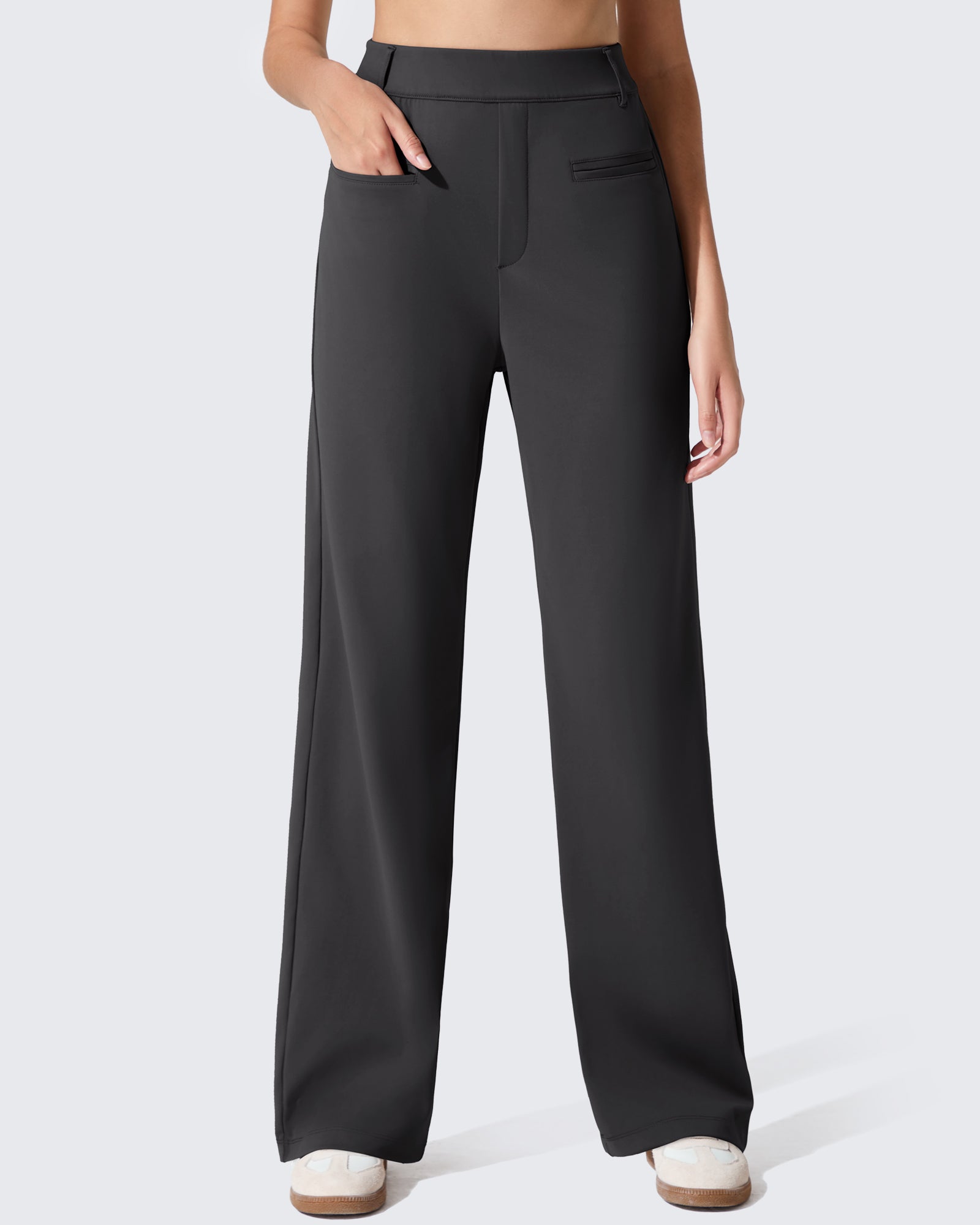 G4Free - ShiftReady Slit Pockets Elastic Waist Straight Leg Work Pants -GF25D541AF-XS